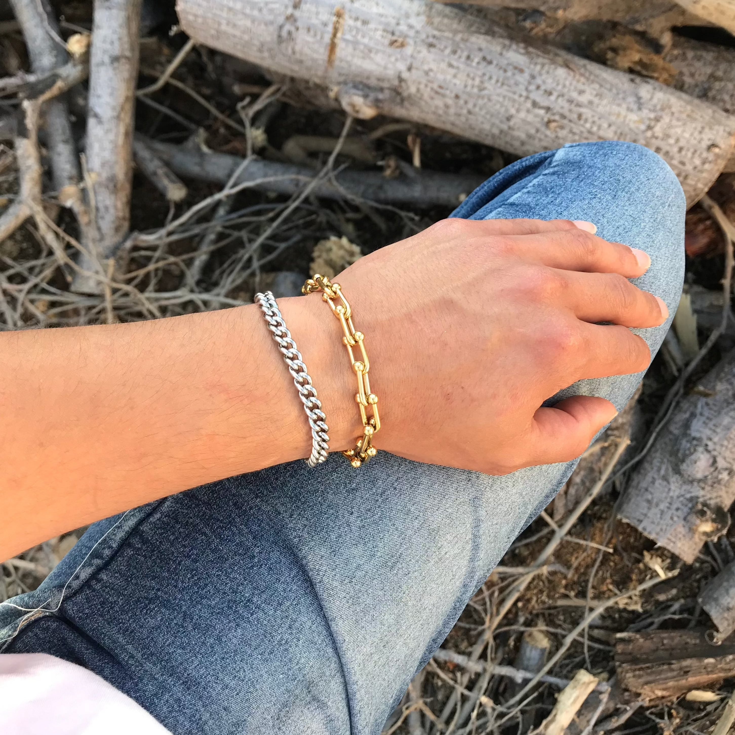 Pulsera de eslabones de calibre de oro de 18 k