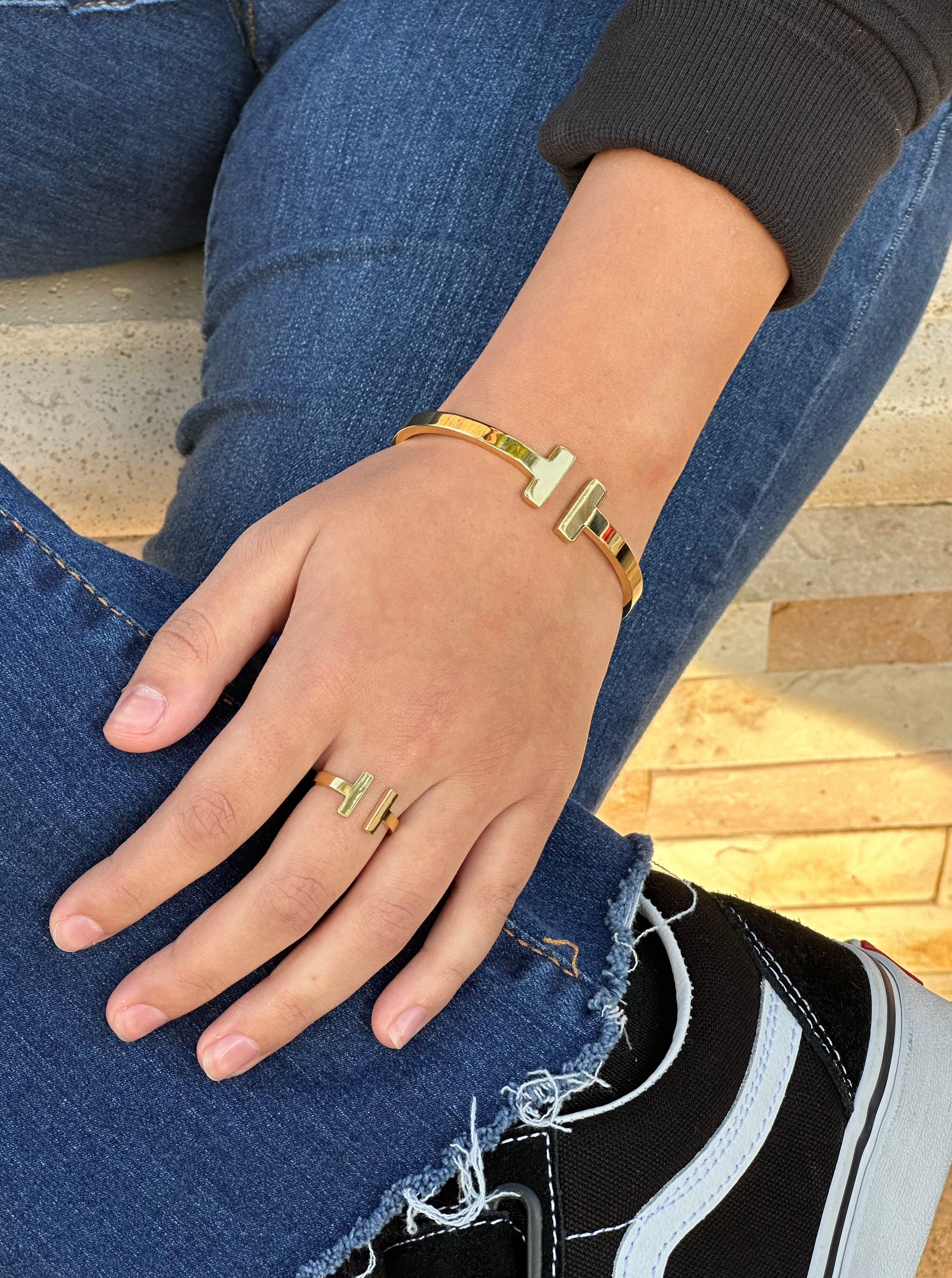 T Cuff 18k Adjustable Bracelet Bangle