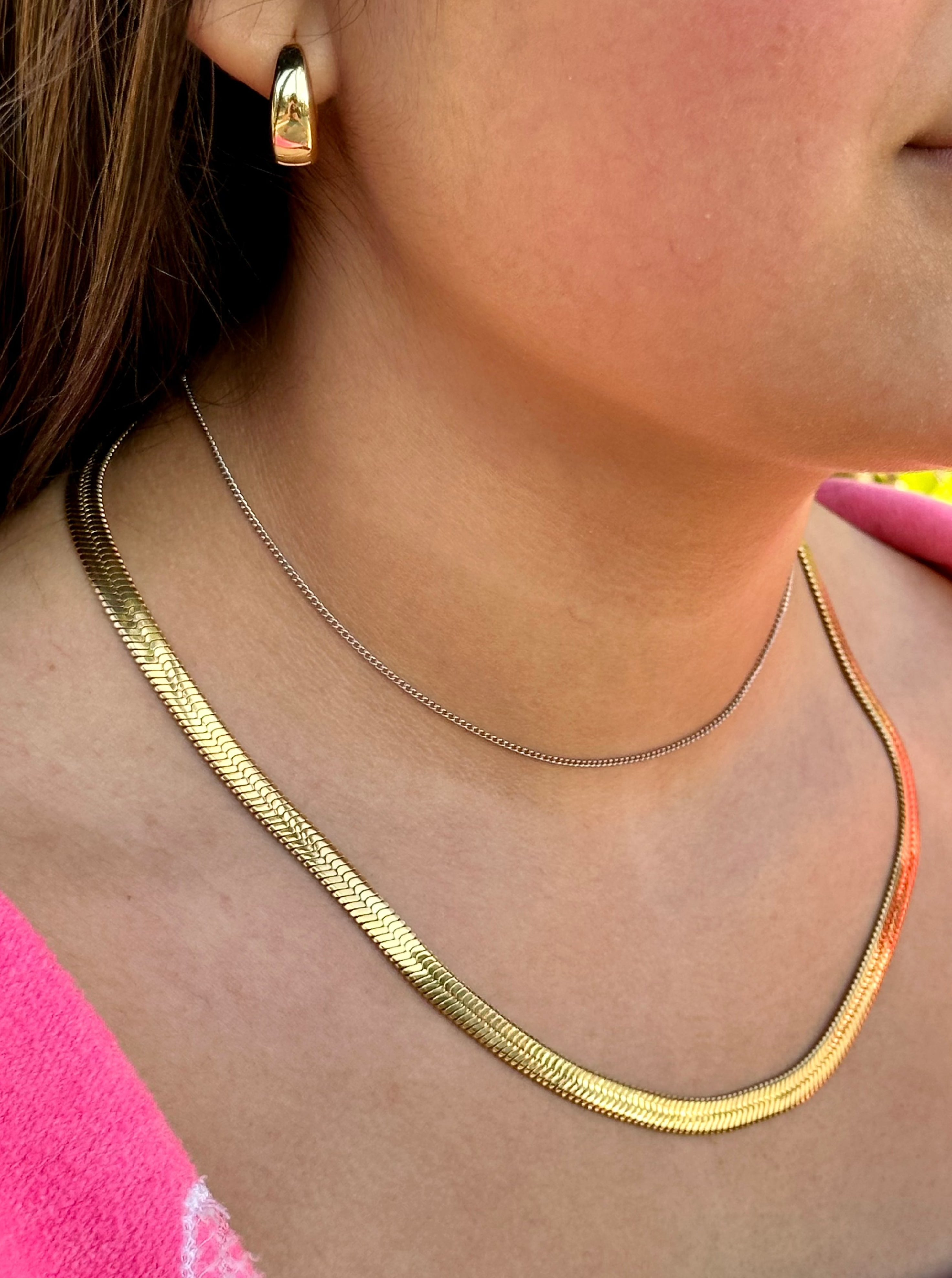 Flat Snake Necklace Chain Herringbone Necklace