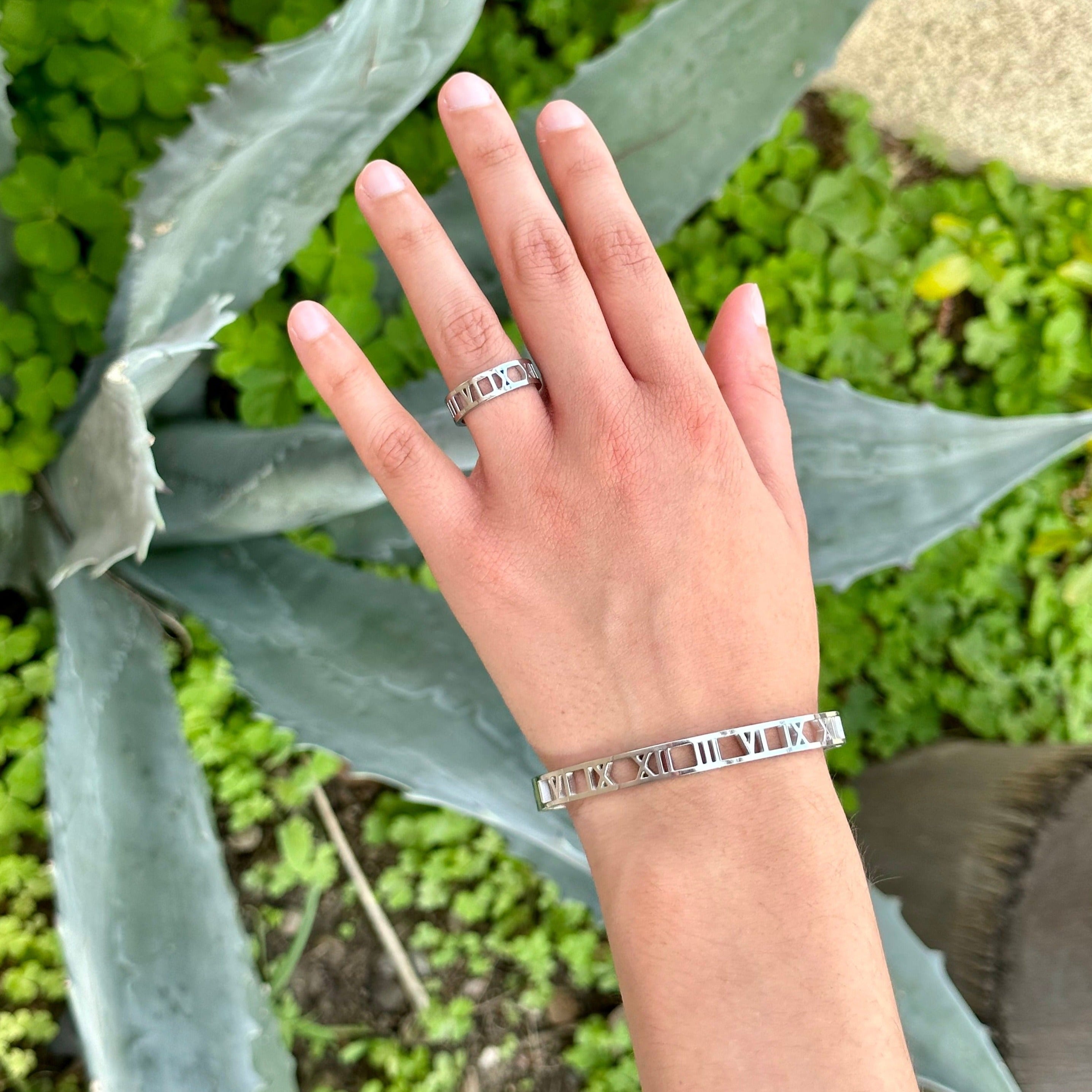 Roman Numeral Cuff Bracelet Bangle