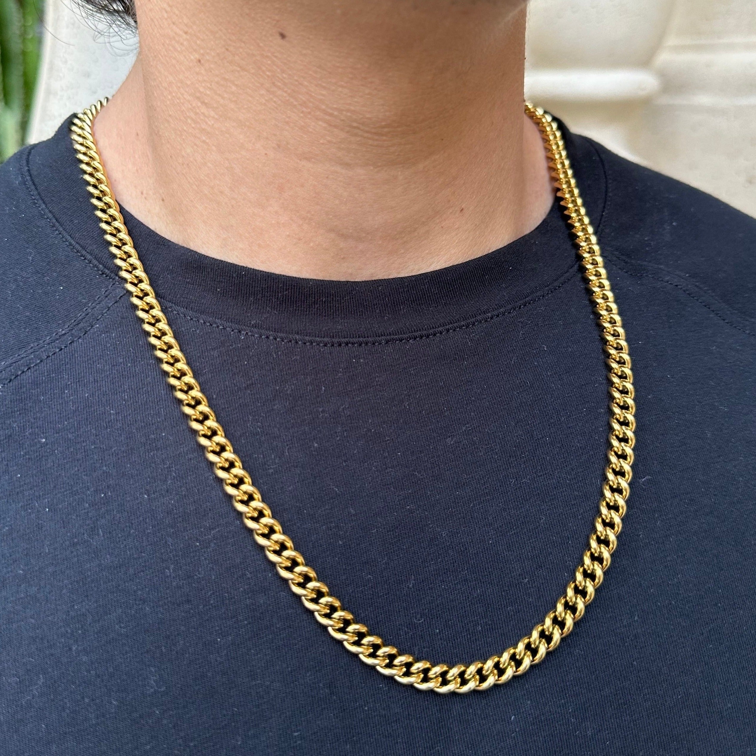18k gold mens heavy rounded curb chain 1 oak jewelry