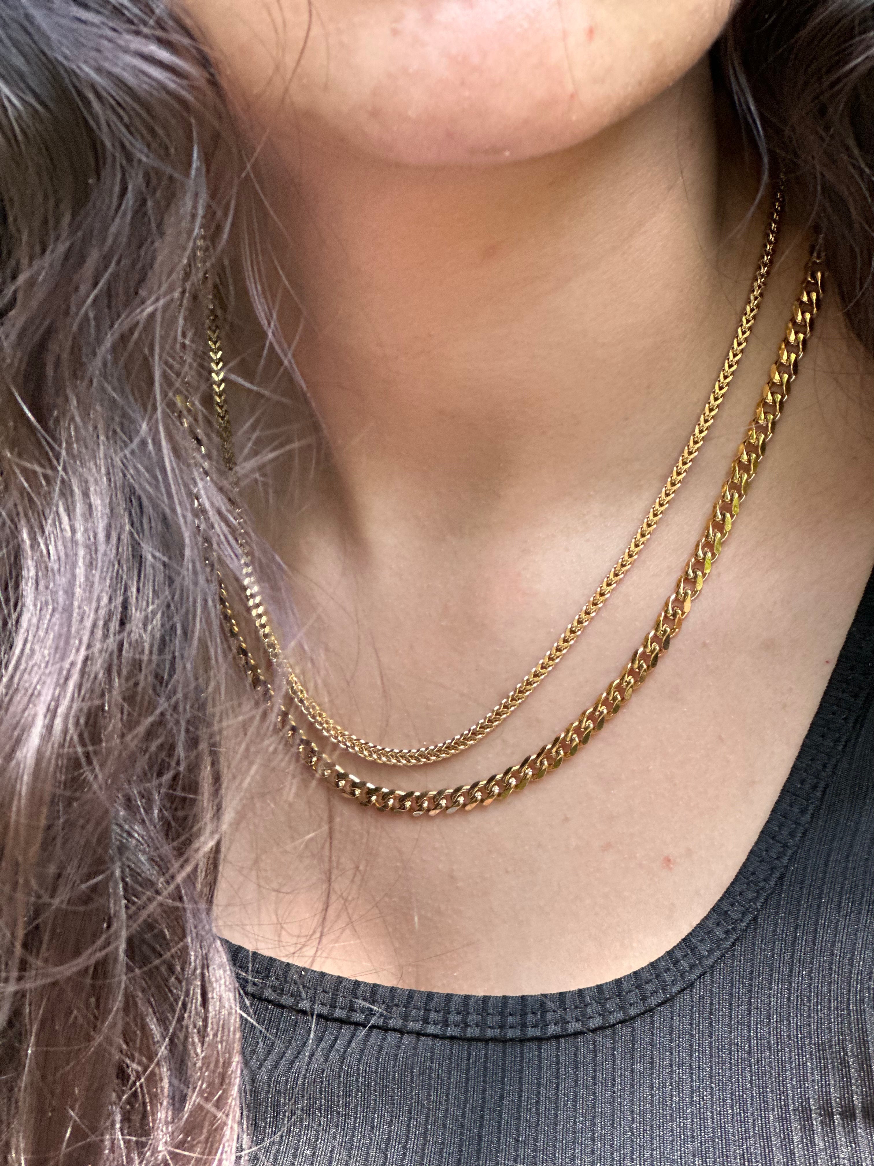 Women's Curb Chain / Wheat Chain Set 18k Gold - 1 Oak Jewelry
