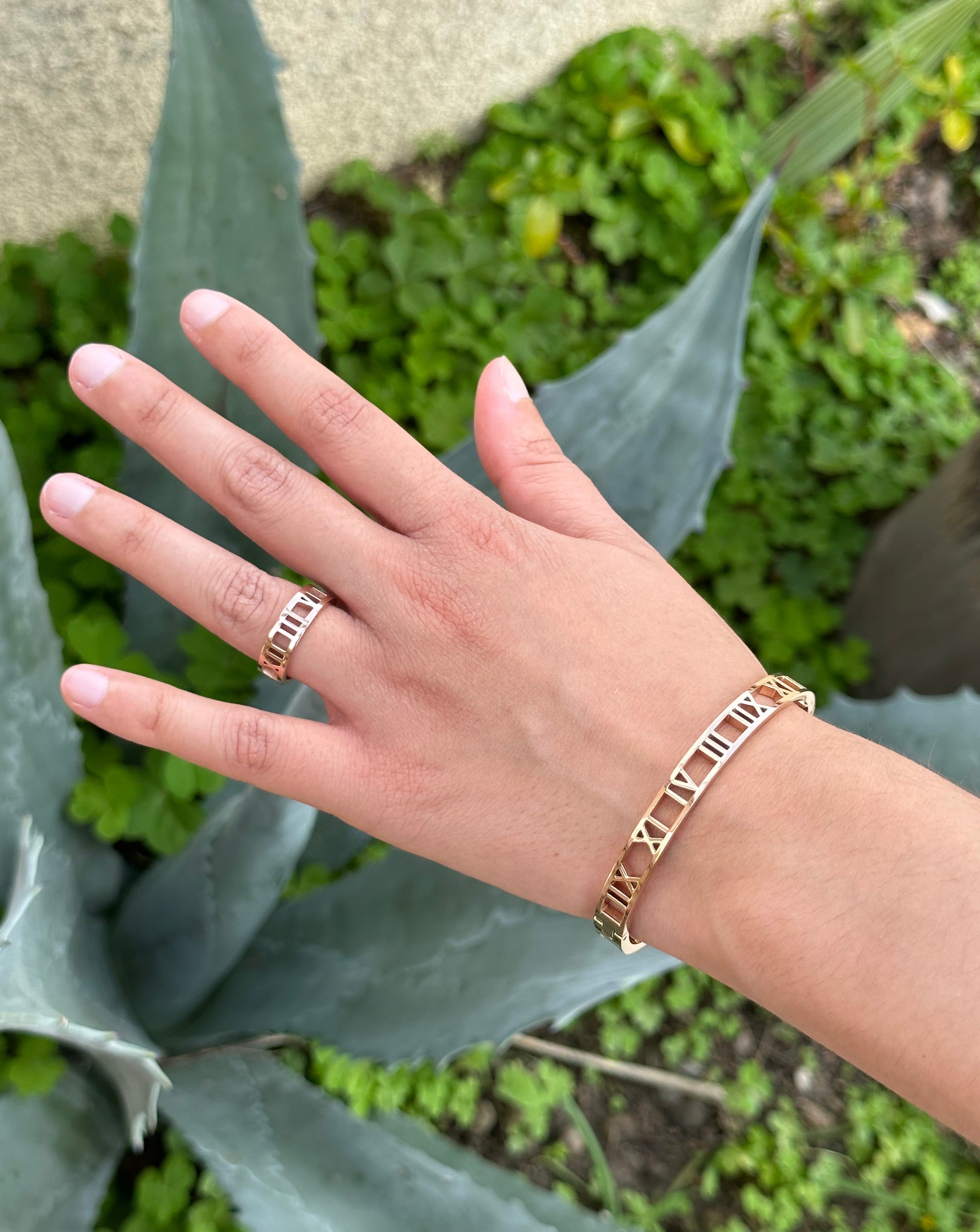 Roman Numeral Bracelet + Ring Set