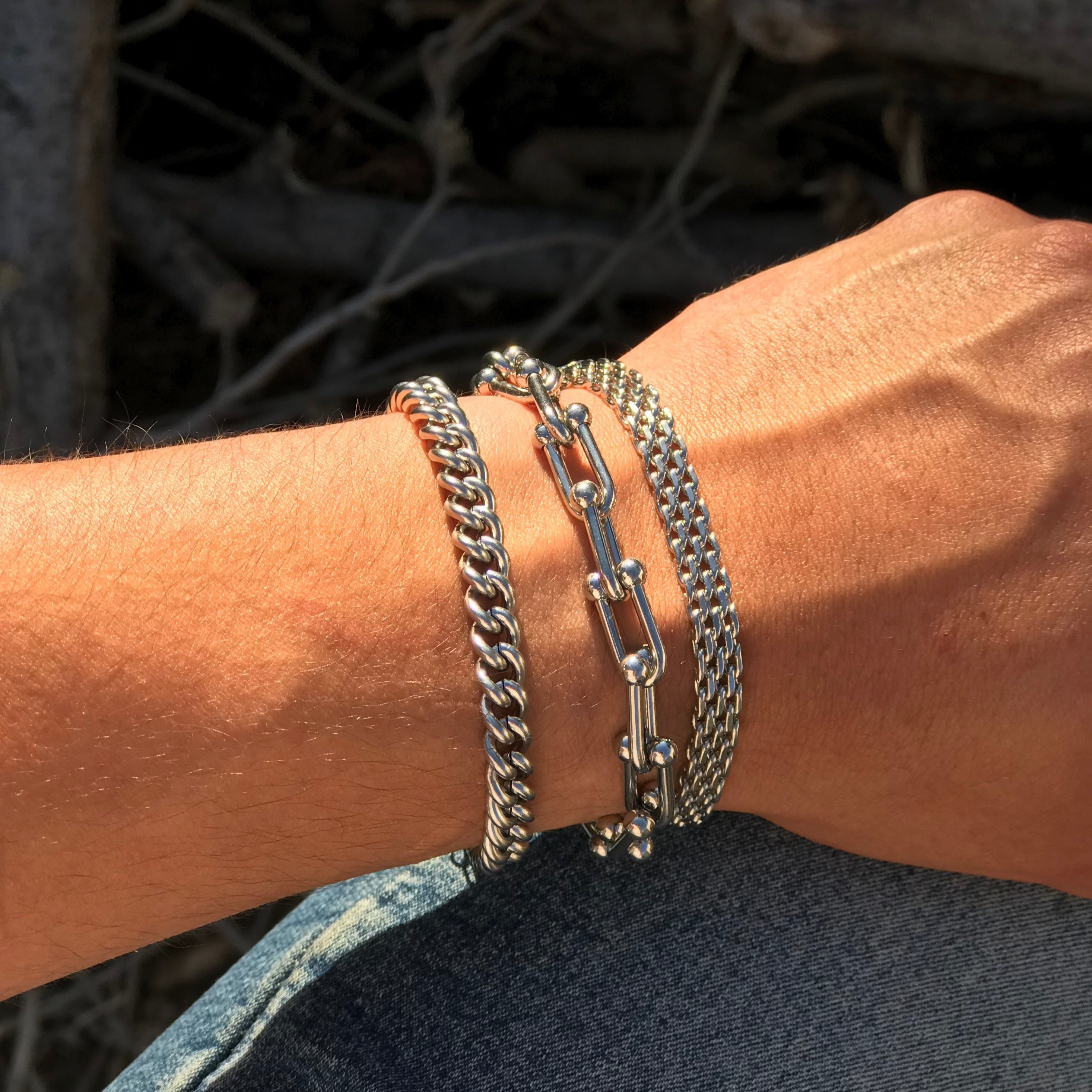 Pulsera de eslabones de calibre de oro de 18 k