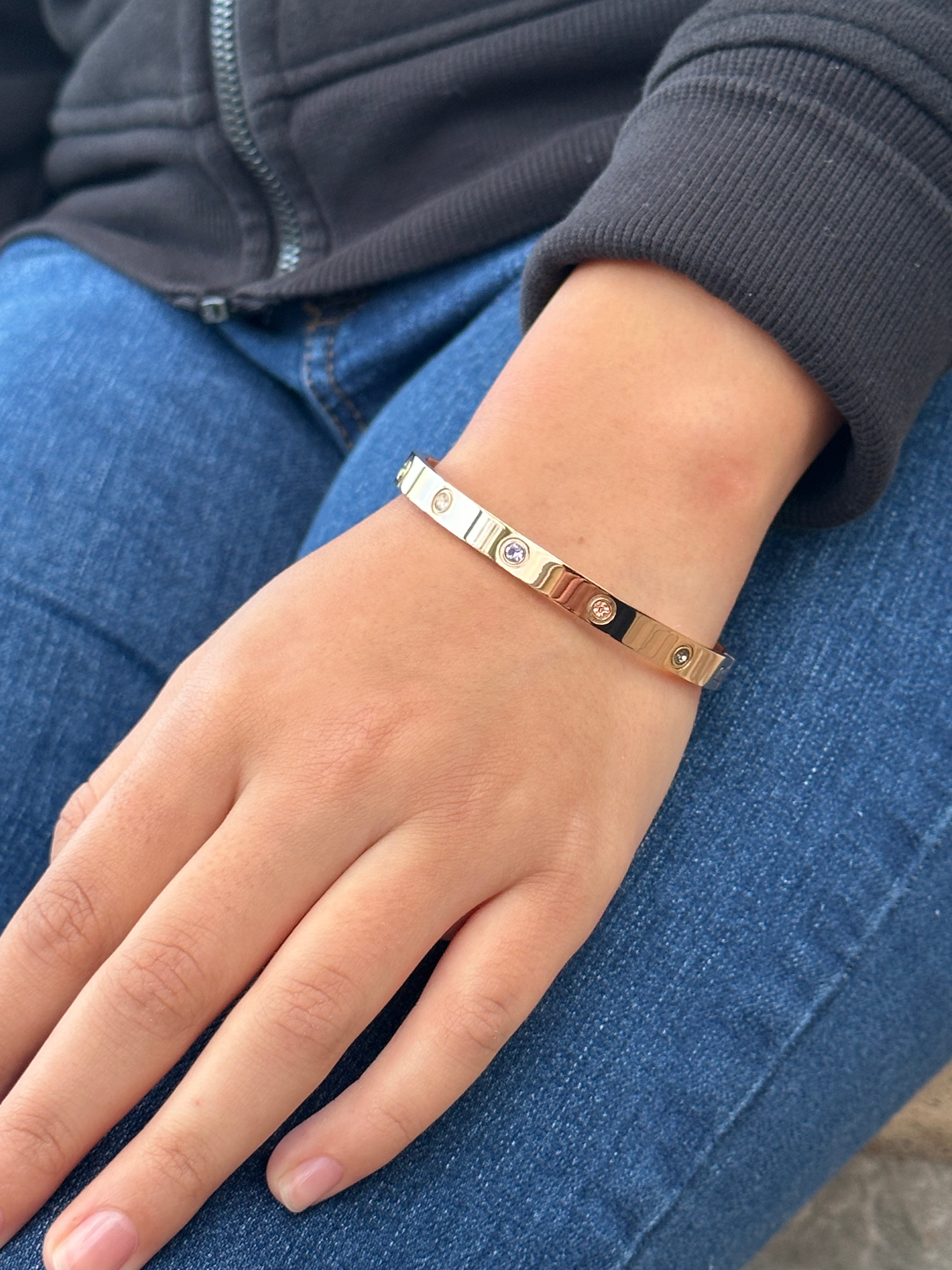 Multi Stone Pave Screw Bangle