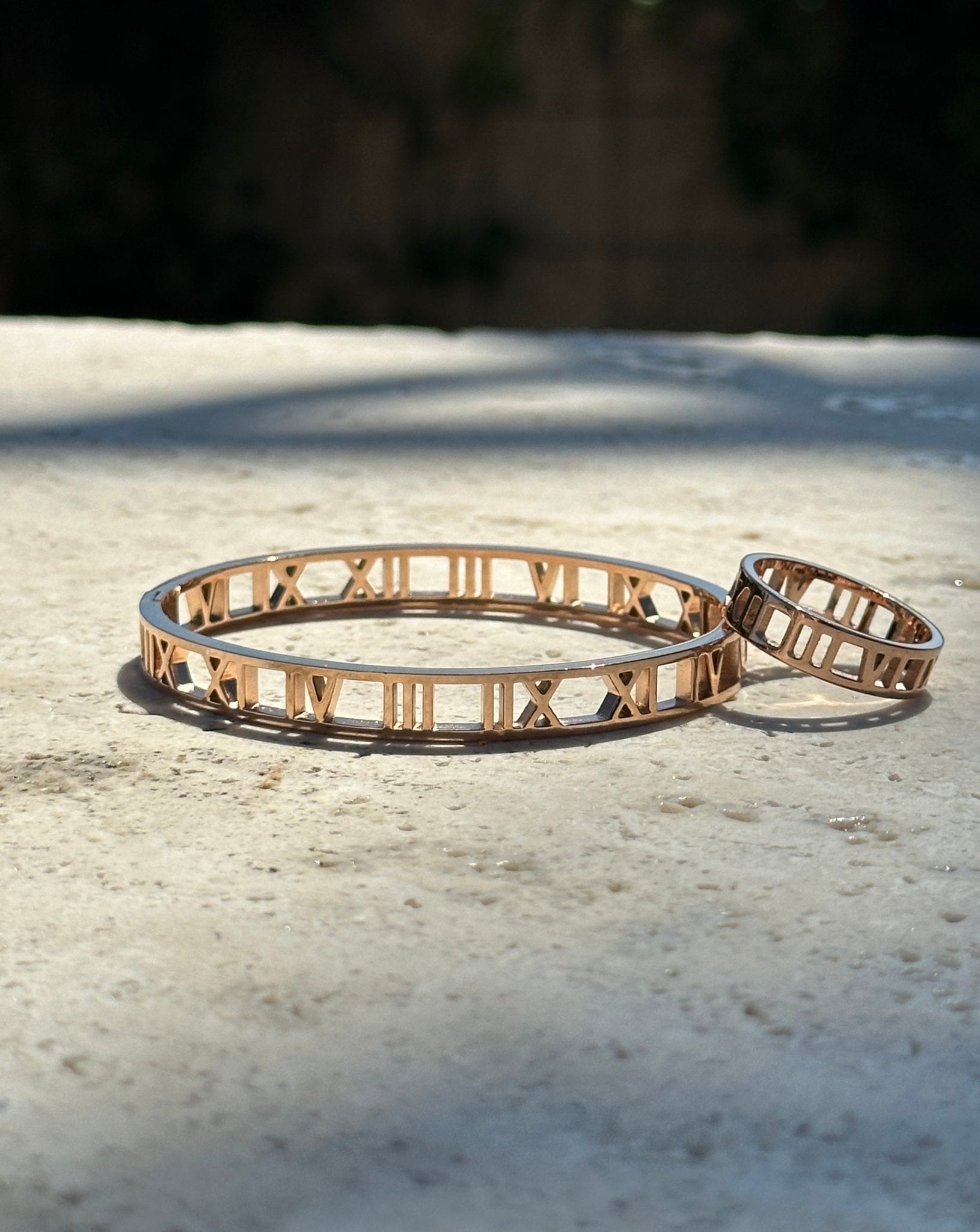 Roman Numeral Bracelet + Ring Set
