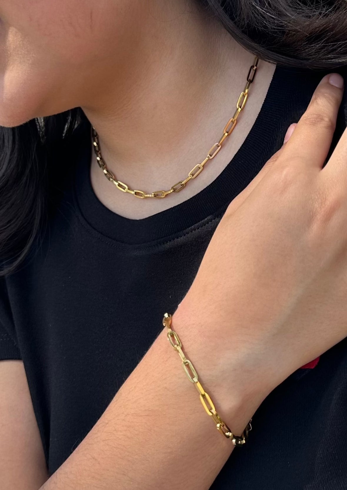 Tobillera con cadena de eslabones de clip delicado