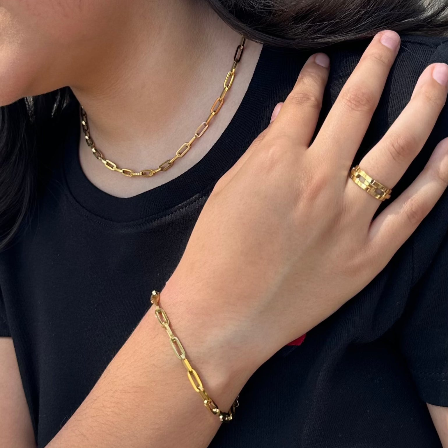 Tobillera con cadena de eslabones de clip delicado