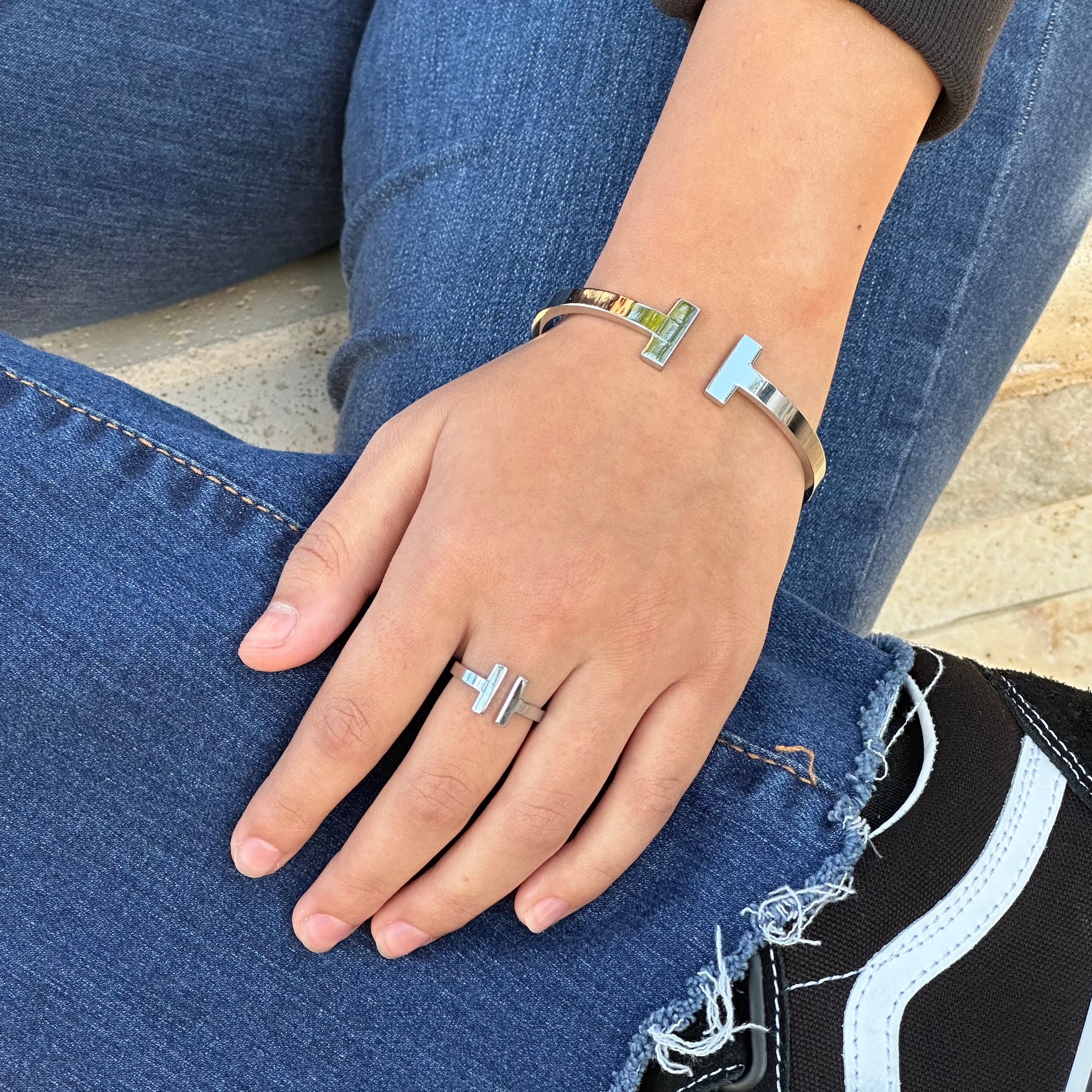 T Cuff 18k Adjustable Bracelet Bangle