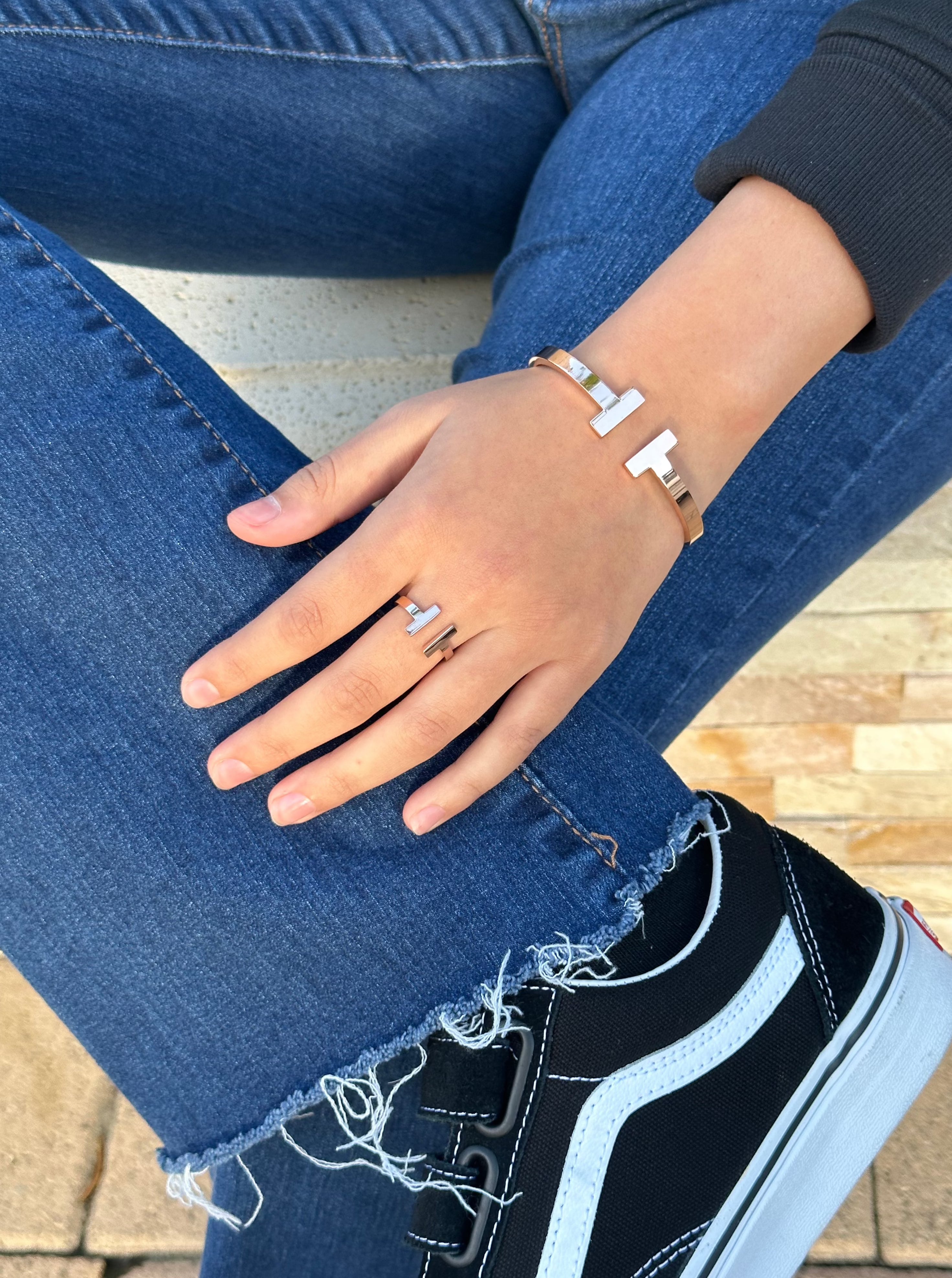 T Cuff 18k Adjustable Bracelet Bangle