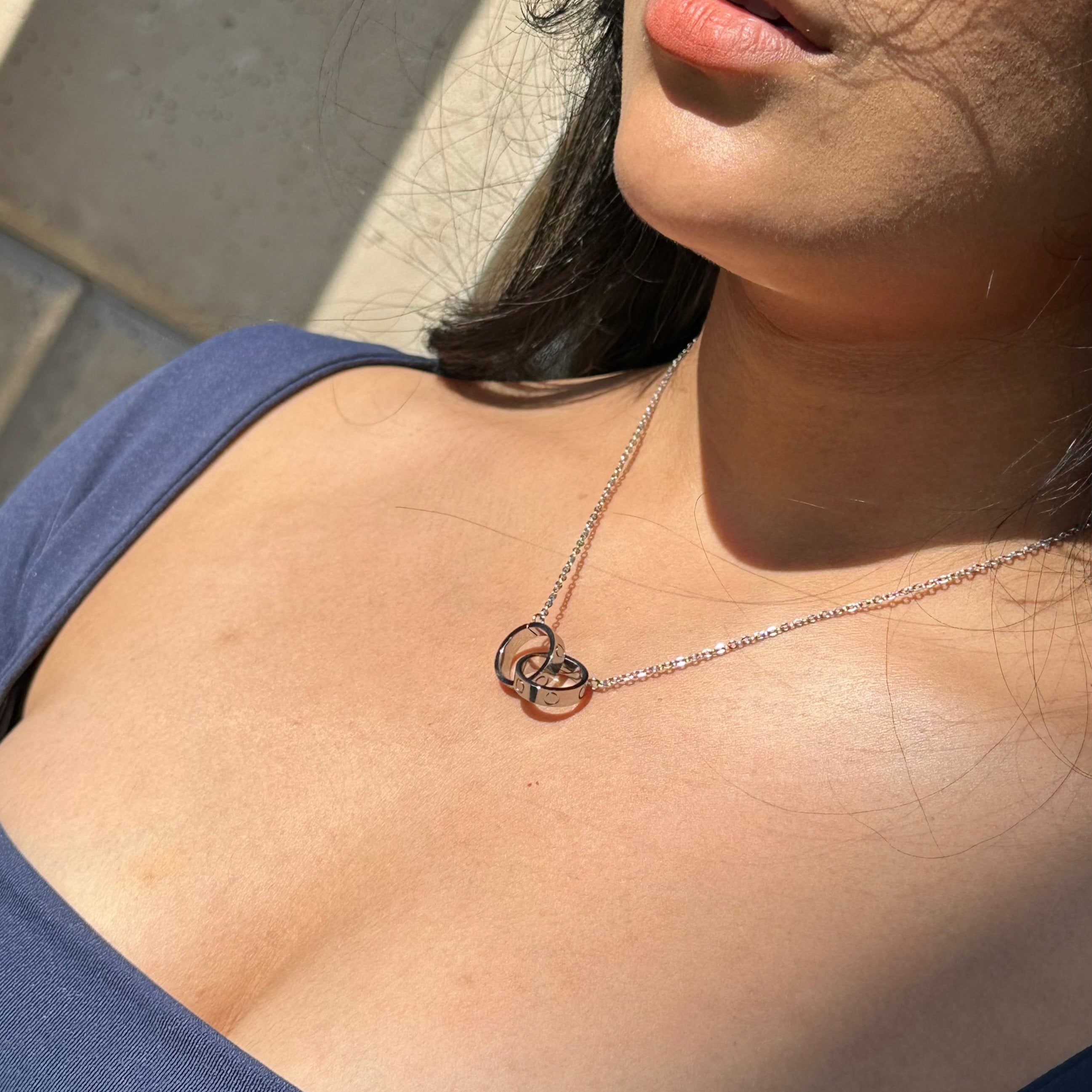 Interlocking Love Lock Band Necklace