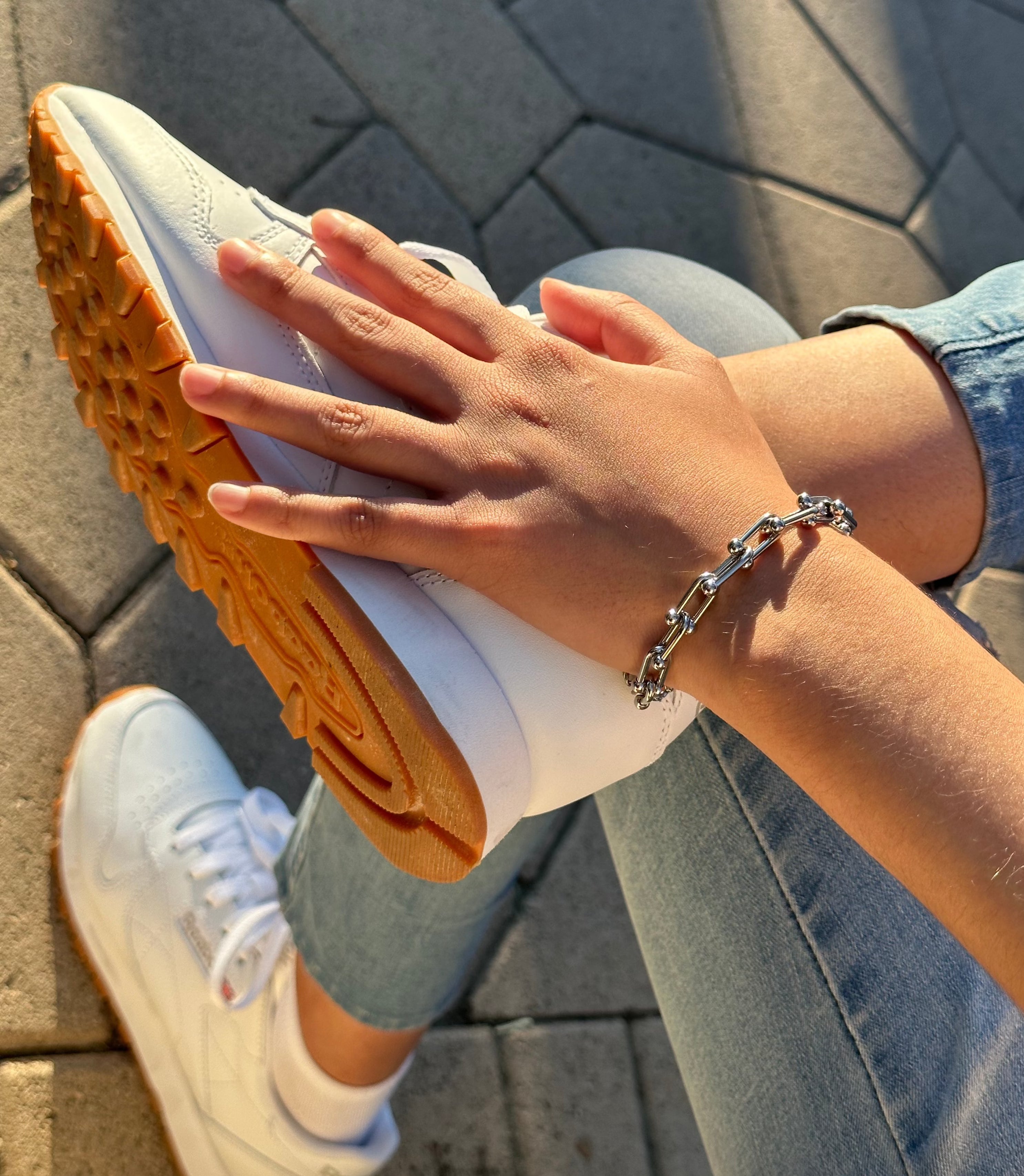 18k Gold Gauge U Link Bracelet