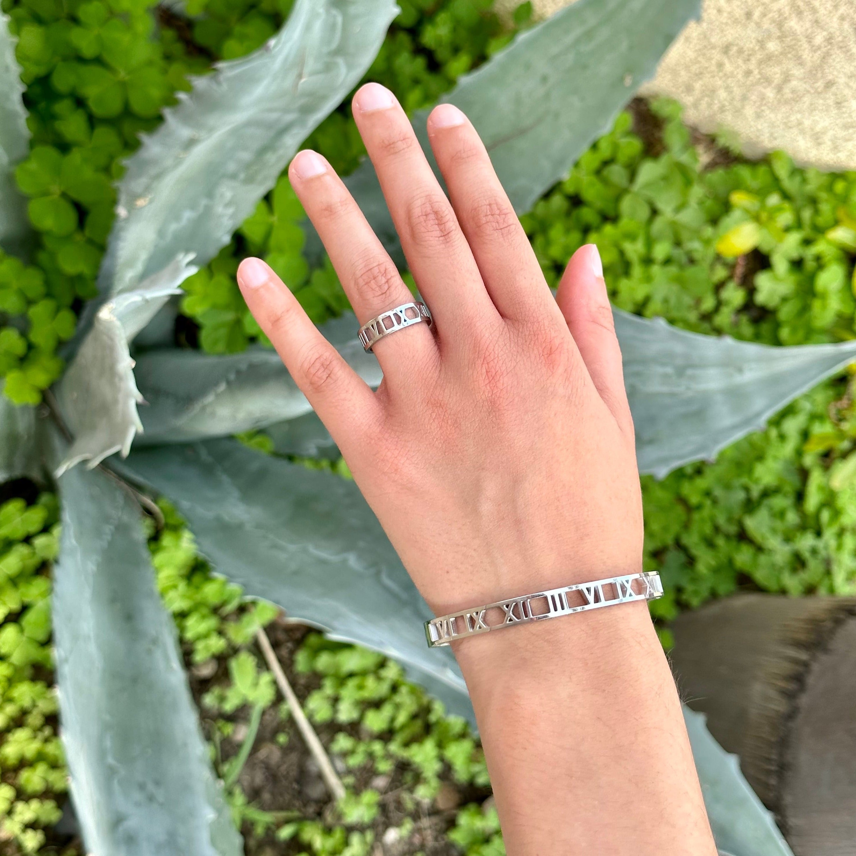 Roman Numeral Bracelet + Ring Set