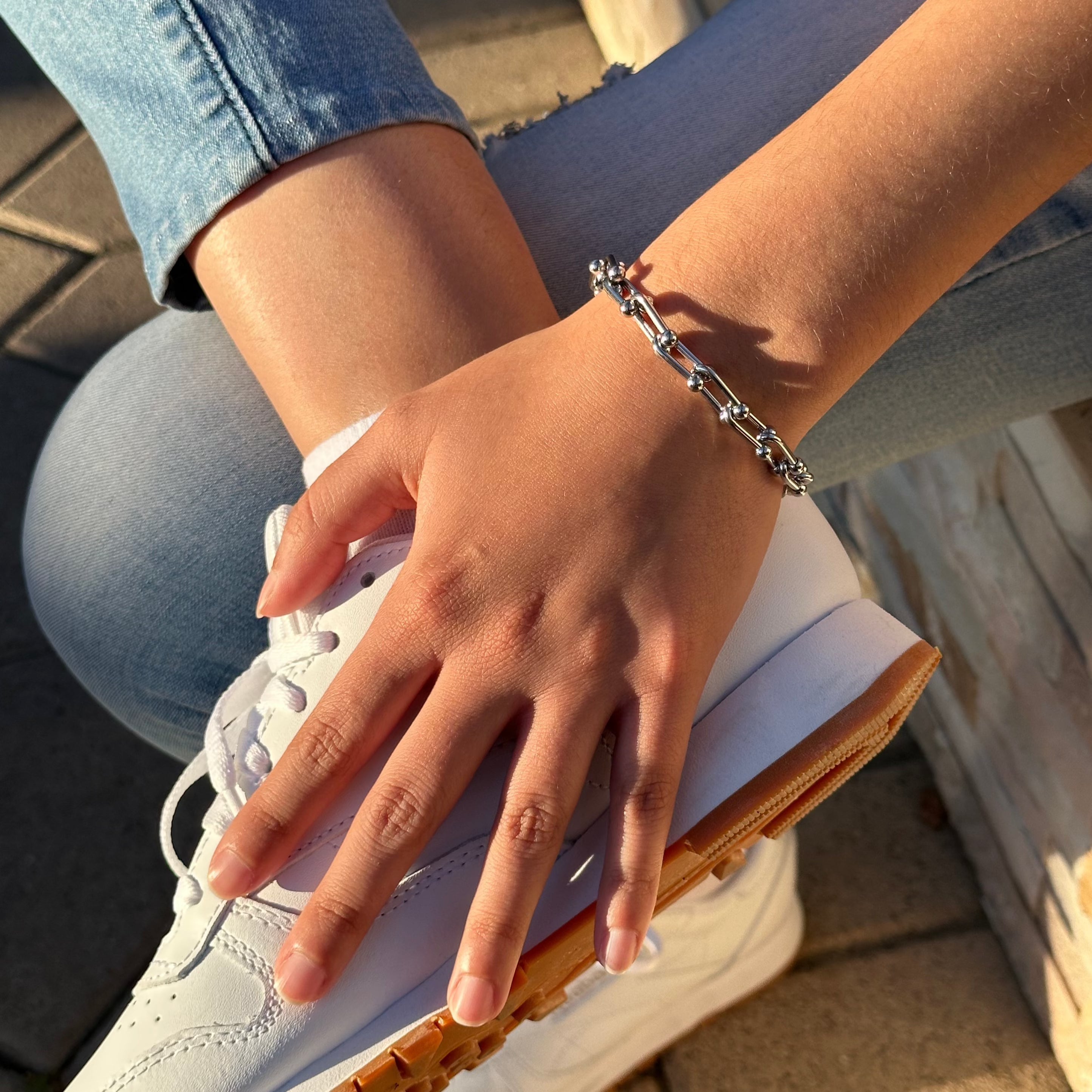 18k Gold Gauge U Link Bracelet