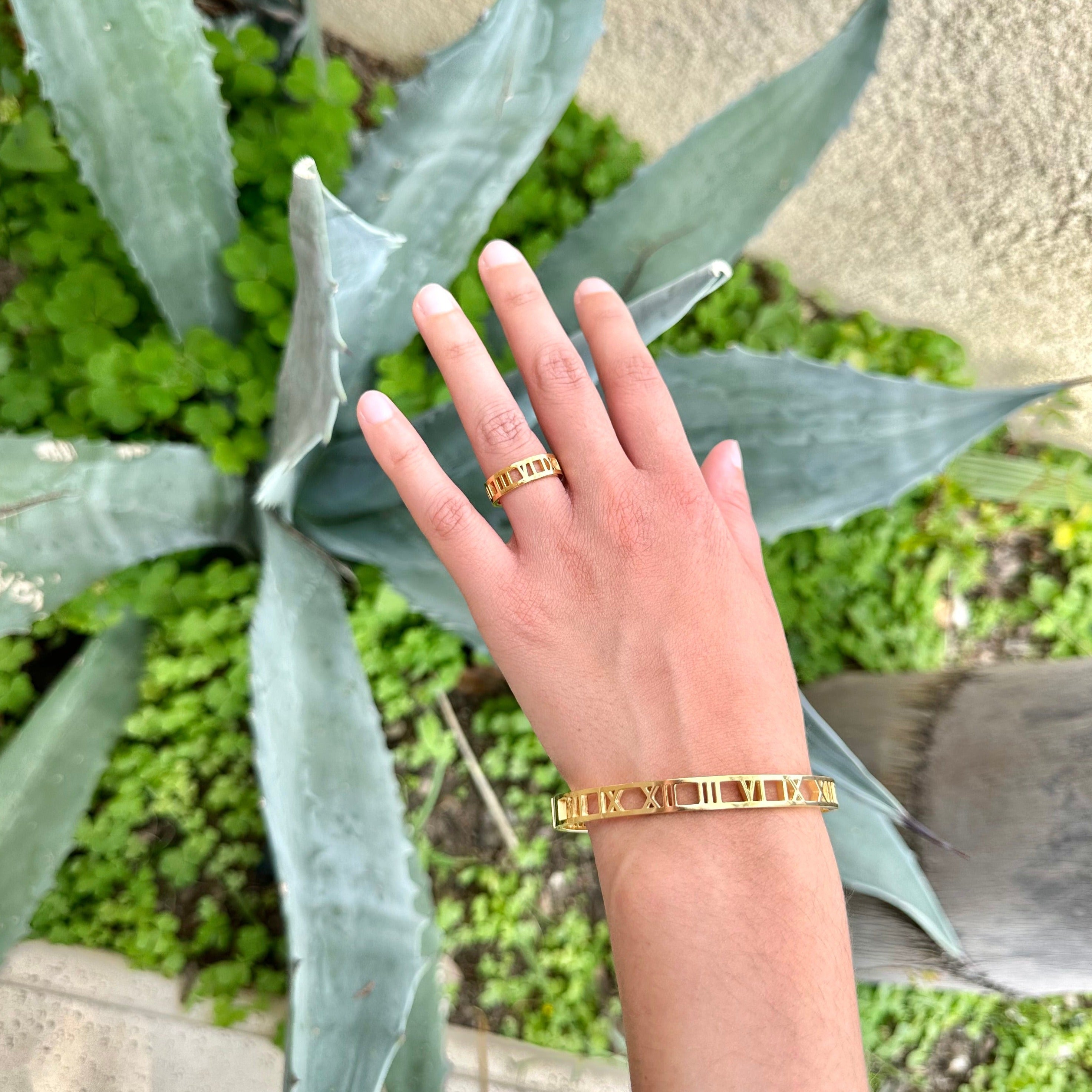 Roman Numeral Bracelet + Ring Set