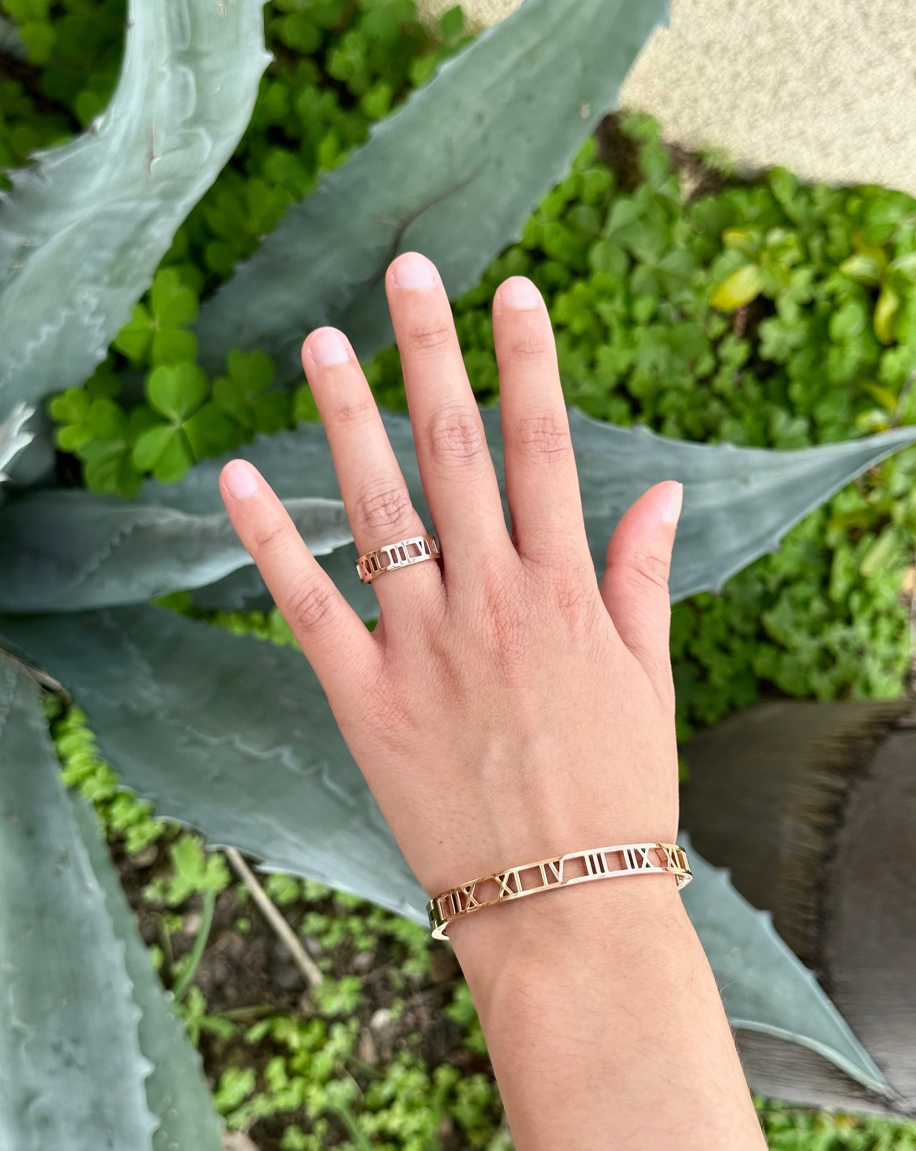 Roman Numeral Bracelet + Ring Set