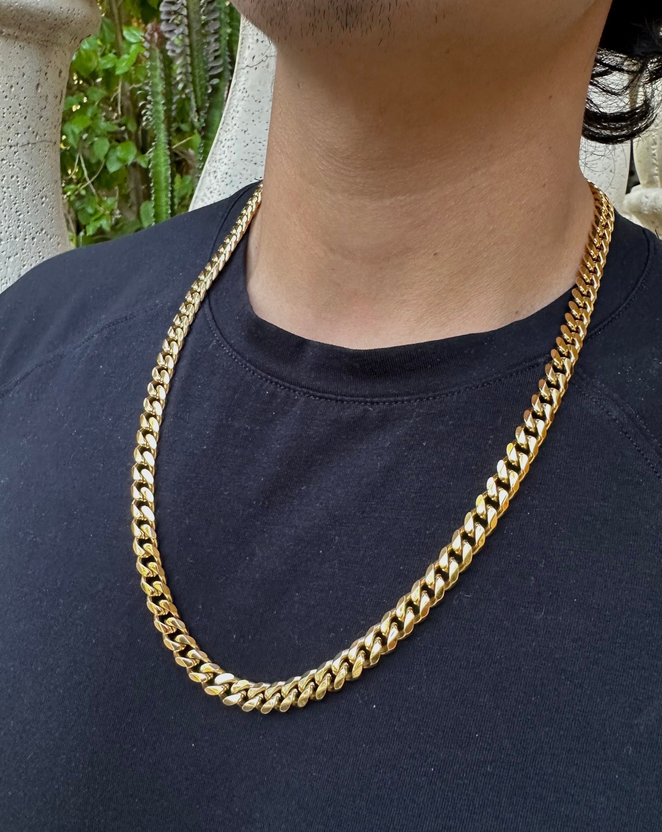 mens 22 inch heavy curb link chain 18k gold