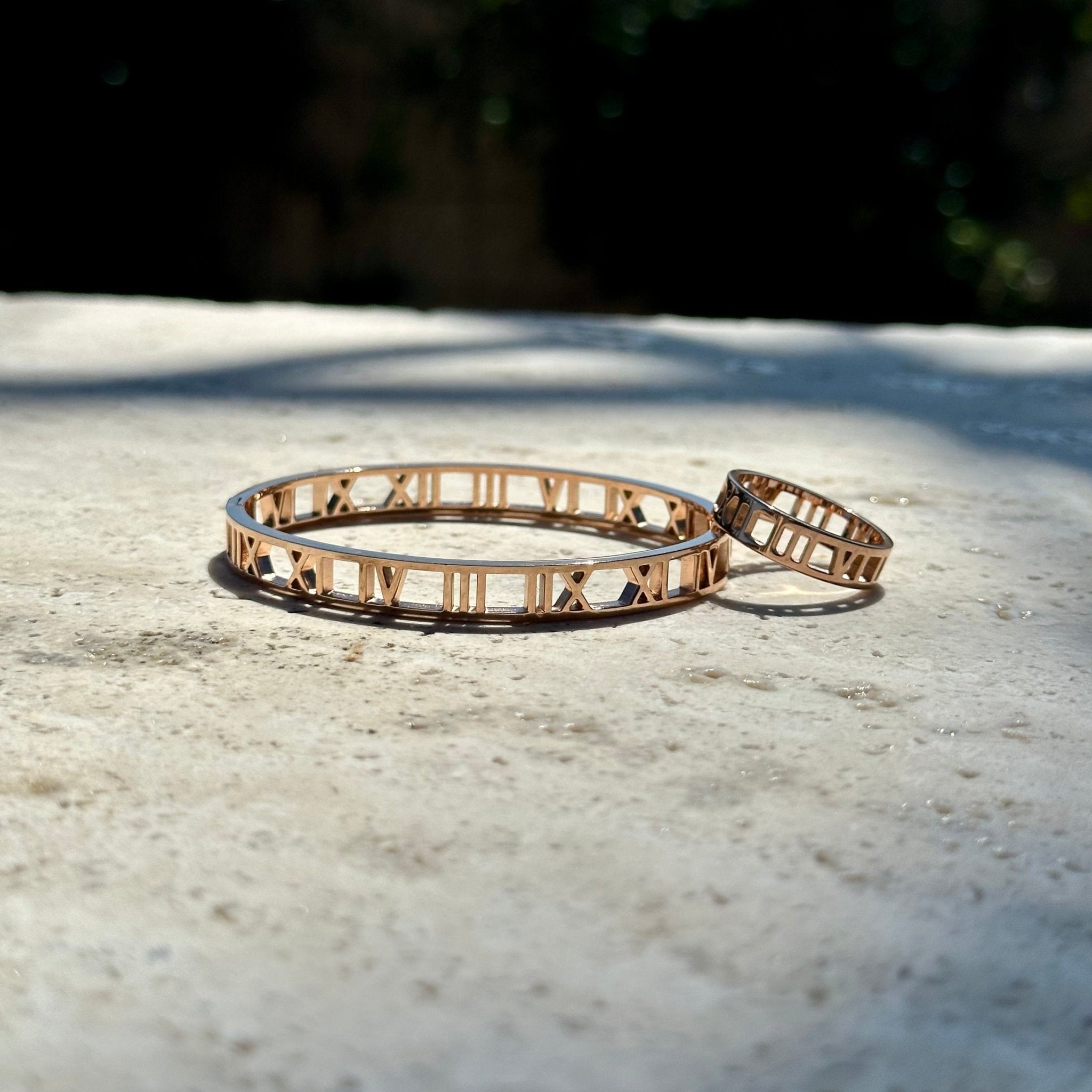 Roman Numeral Bracelet + Ring Set