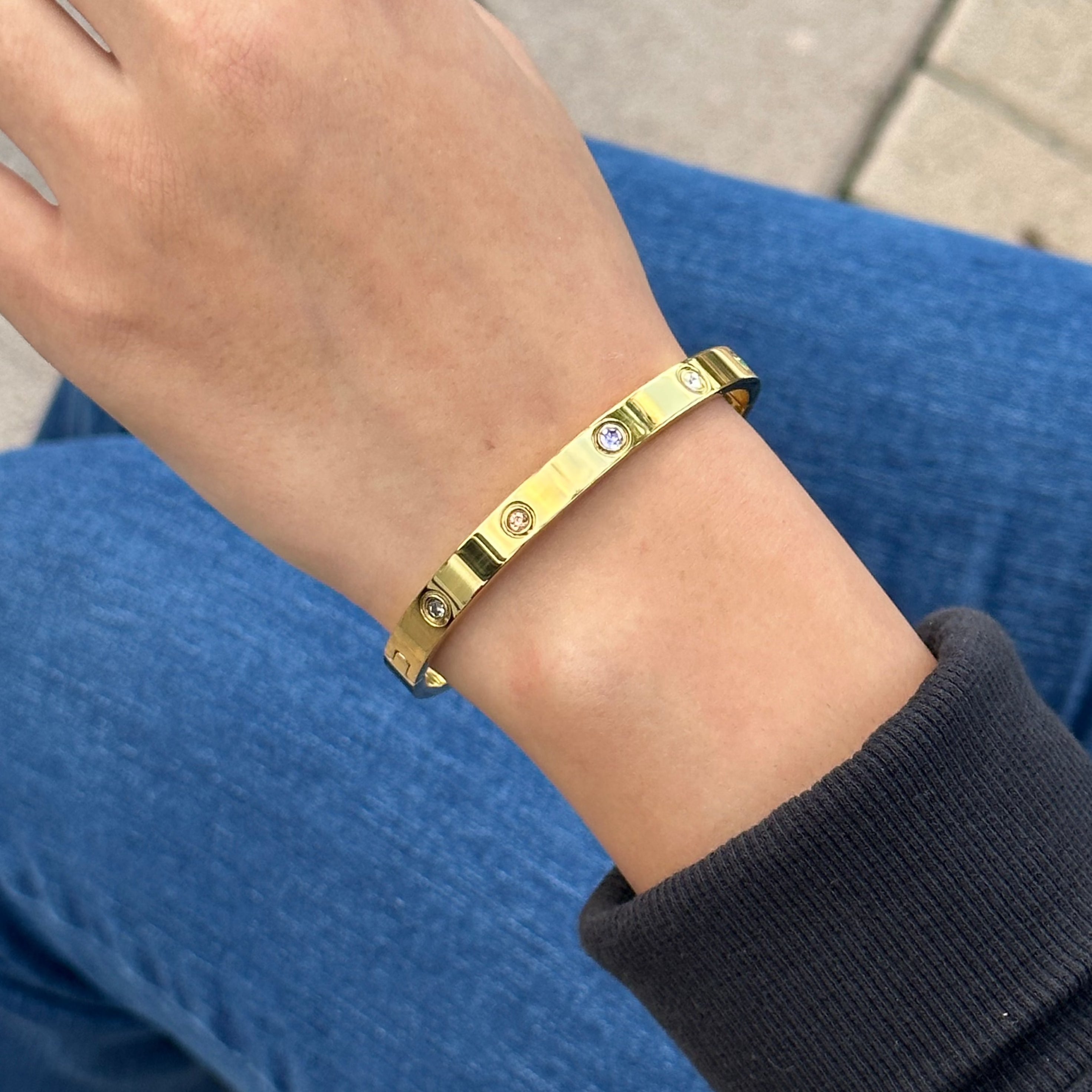 Multi Stone Pave Screw Bangle