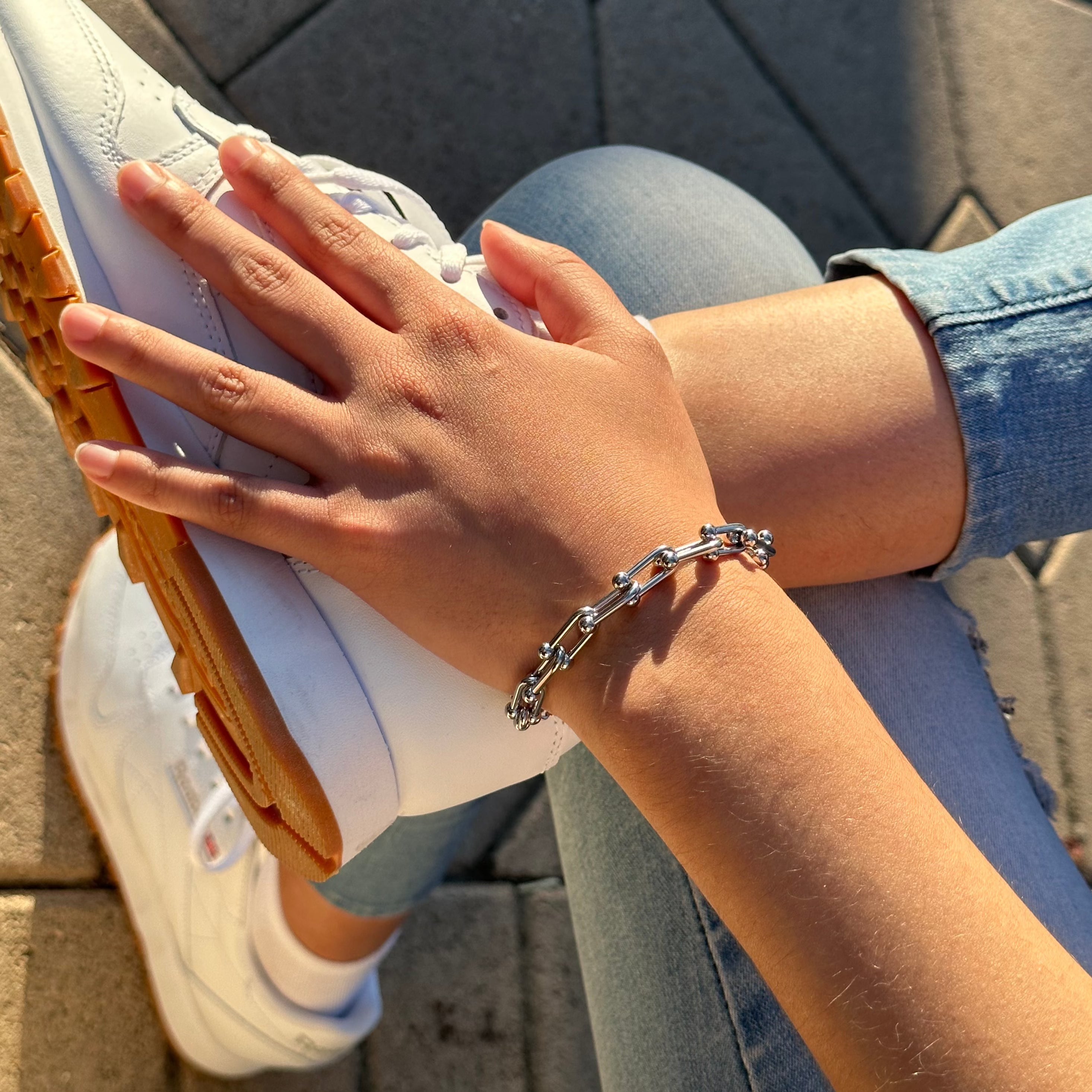 18k Gold Gauge U Link Bracelet