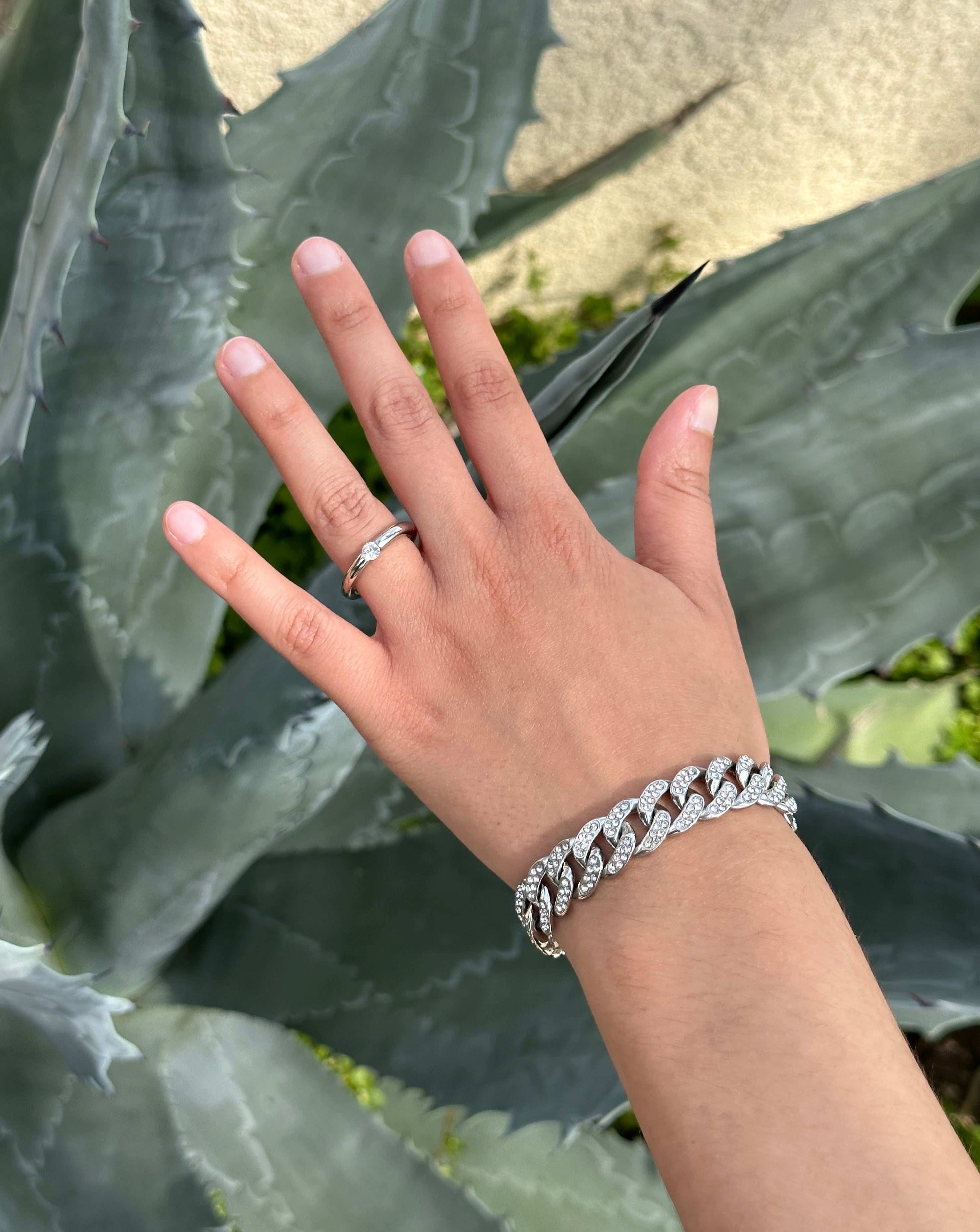 Womens Iced Out 13mm Chain Bracelet