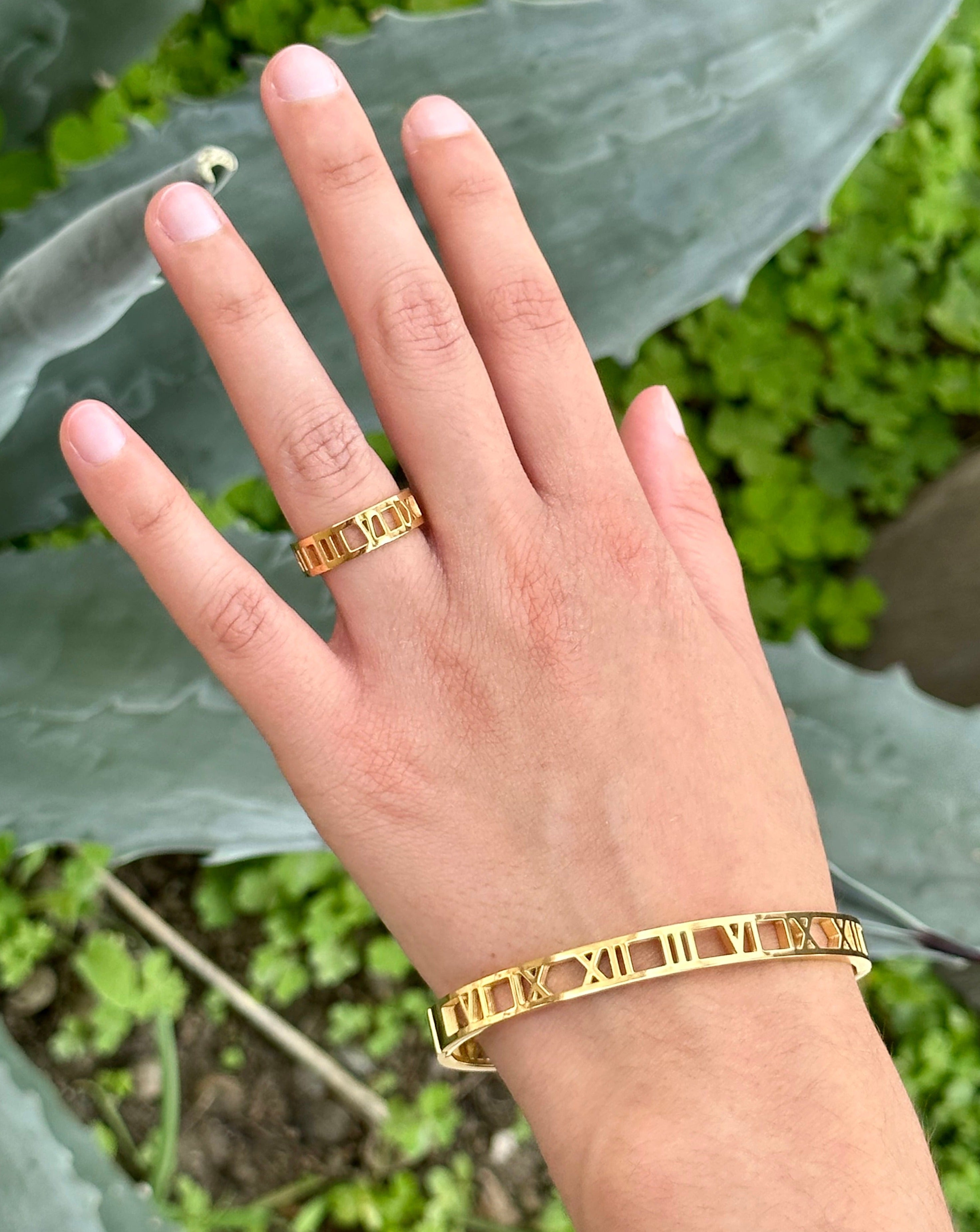 Roman Numeral Bracelet + Ring Set