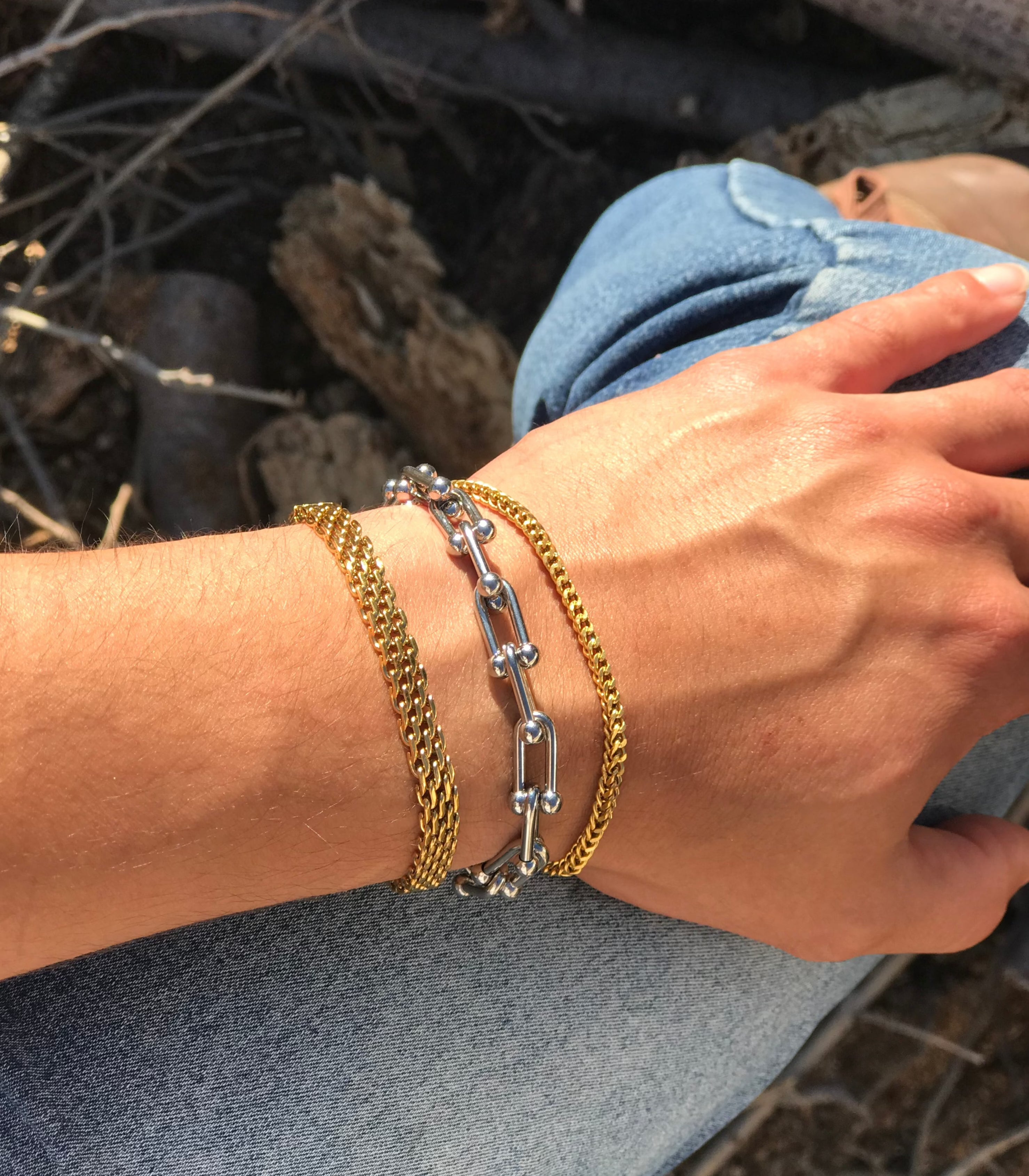 Pulsera de eslabones de calibre de oro de 18 k