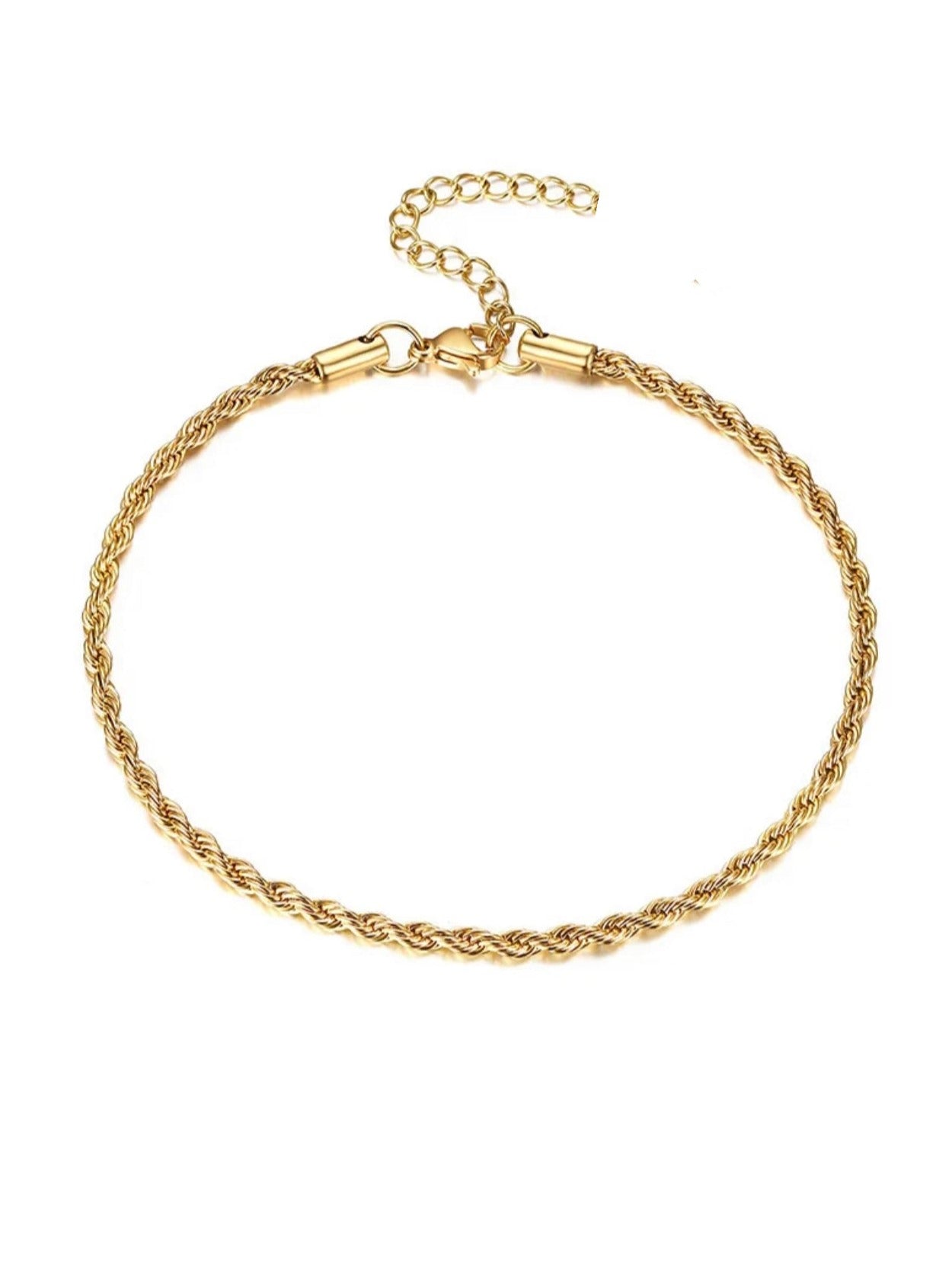 3mm gold twist bracelet with extension