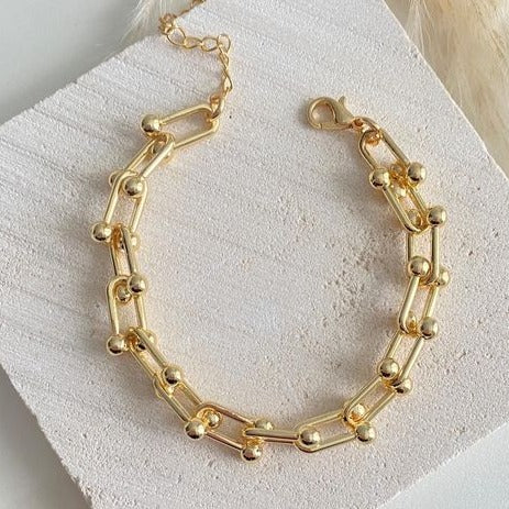 18k Gold Gauge U Link Bracelet