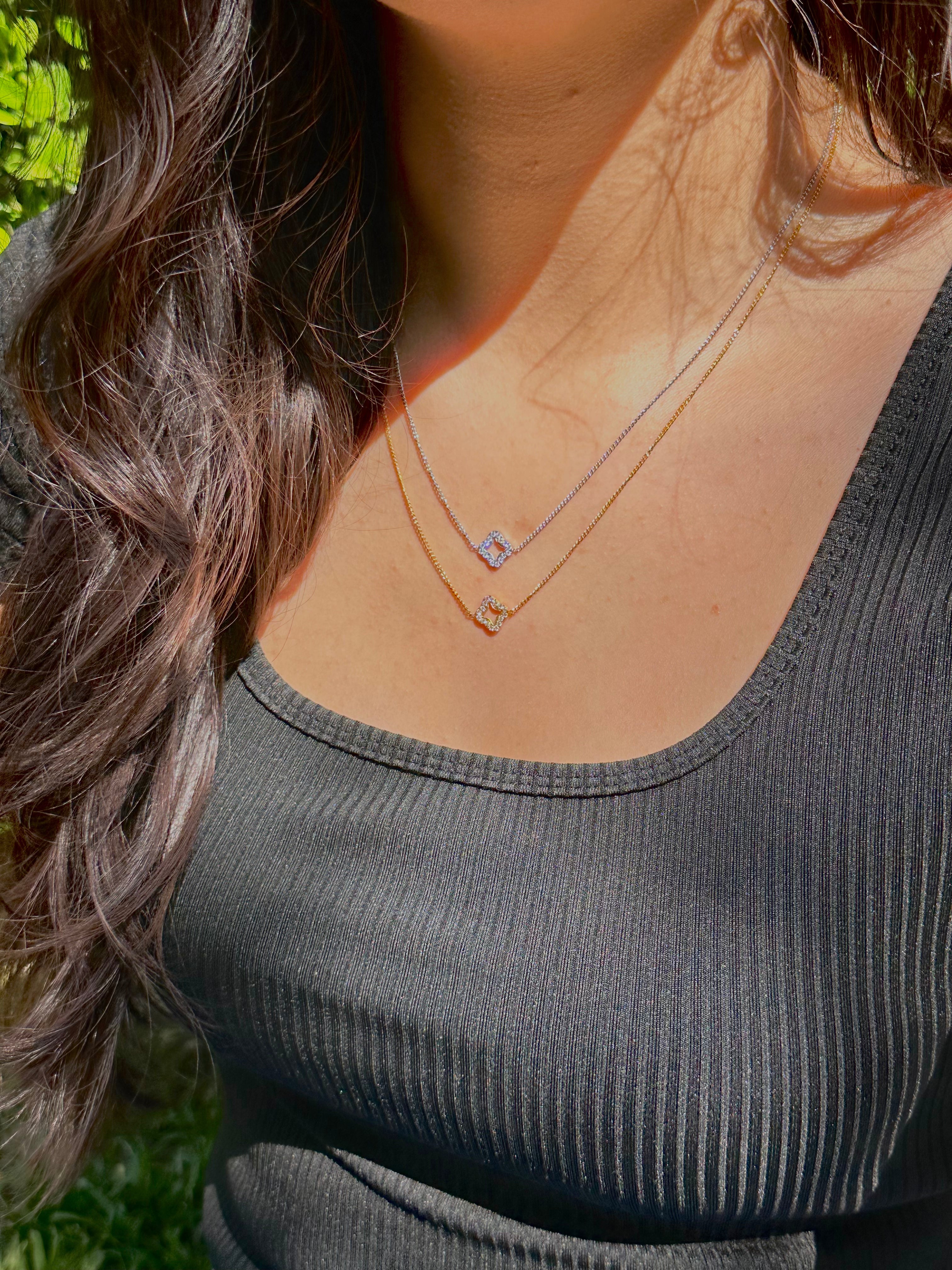 Silver and Gold Diamond Encrusted Necklace