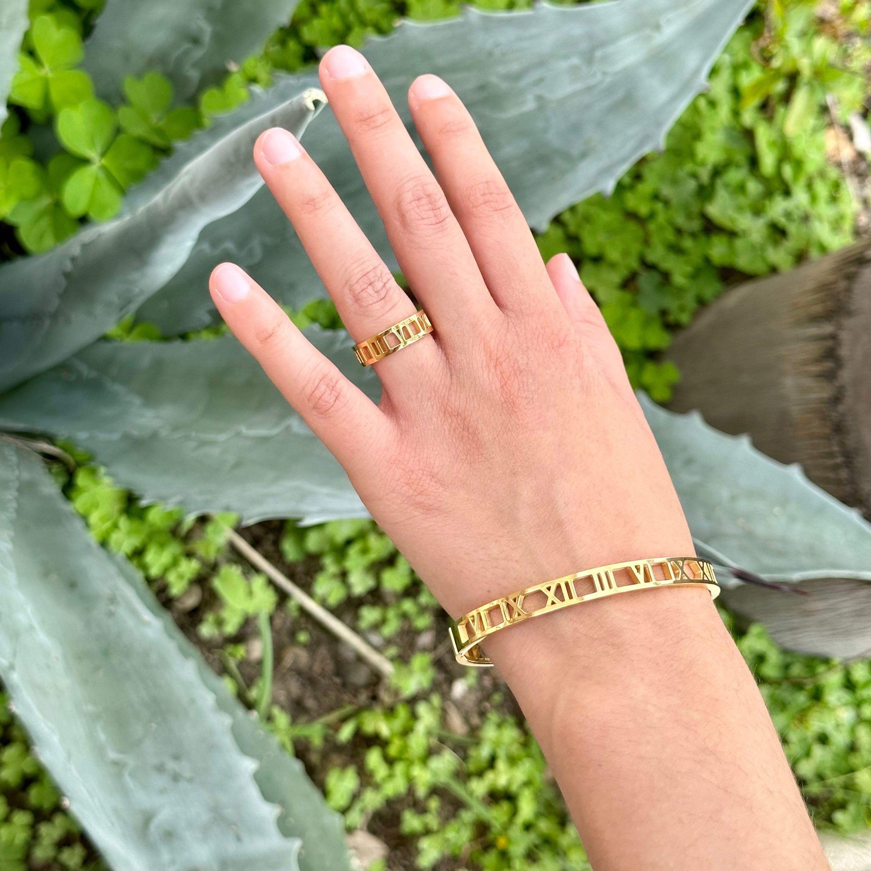 Roman Numeral Bracelet + Ring Set