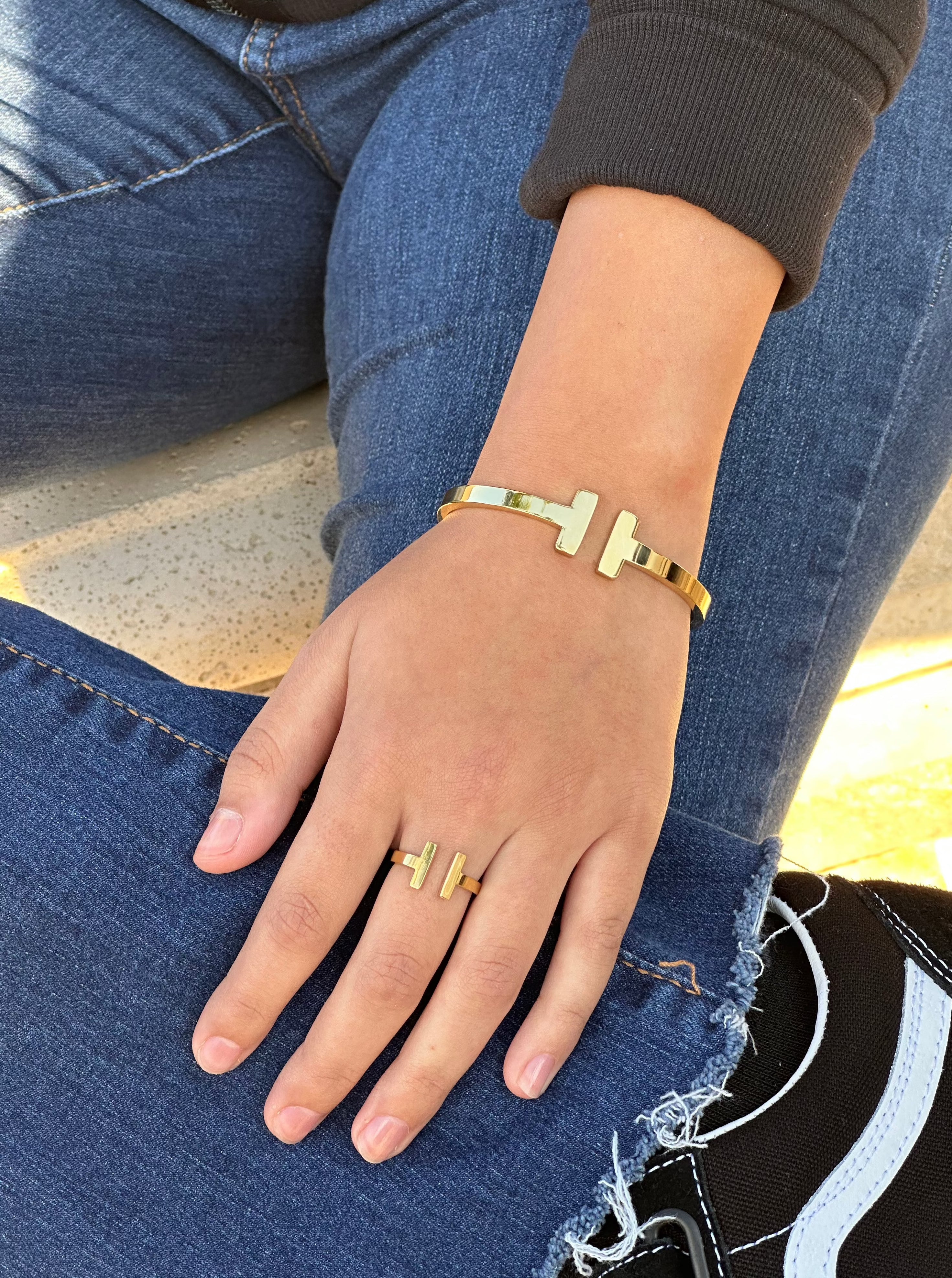 T Cuff 18k Adjustable Bracelet Bangle