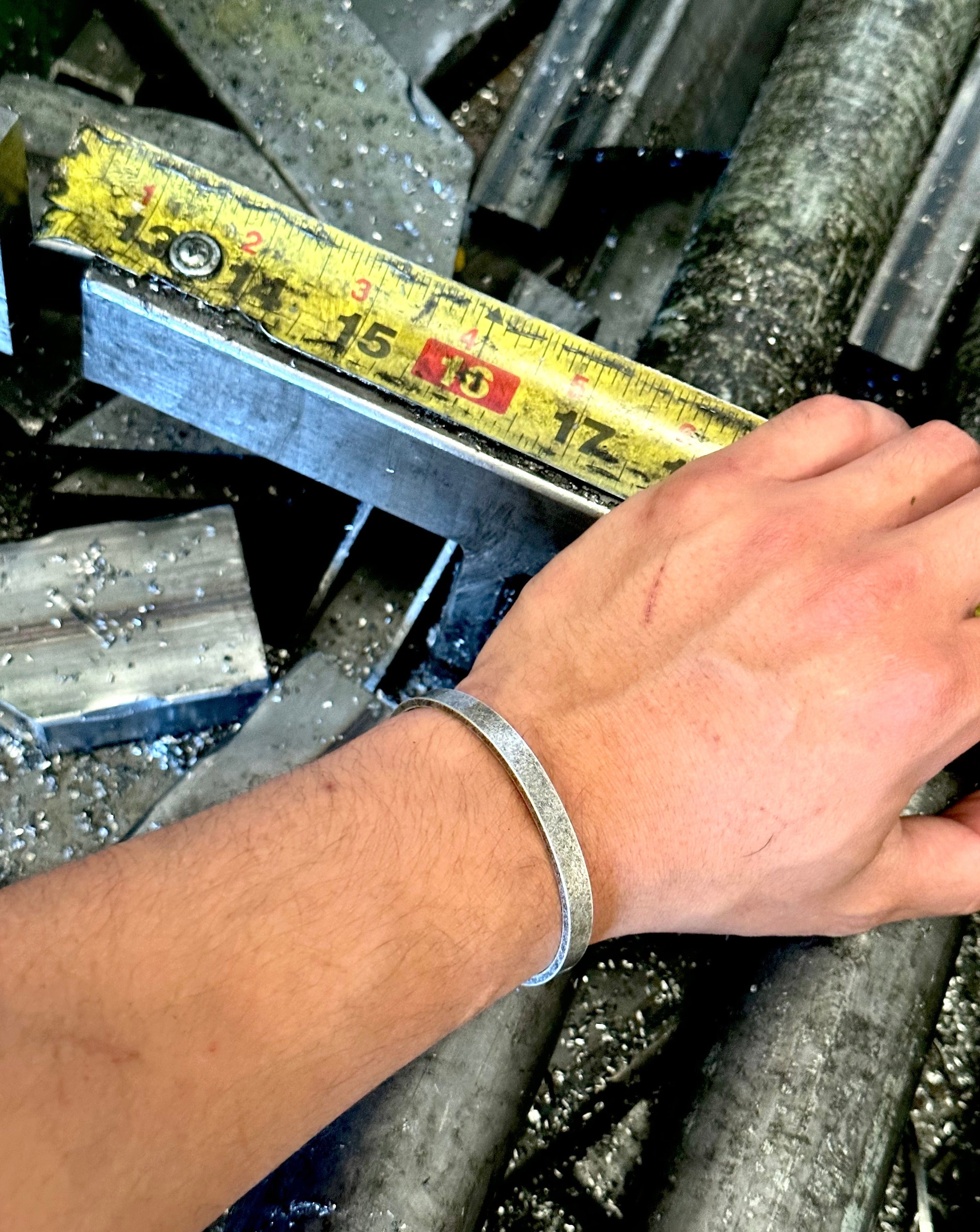 Rustic metal bracelet men silver