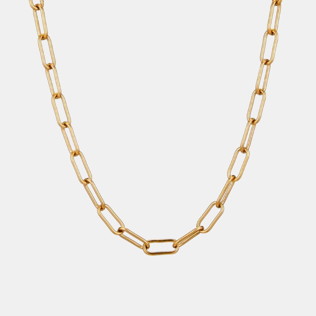 gold paperclip necklace 16in