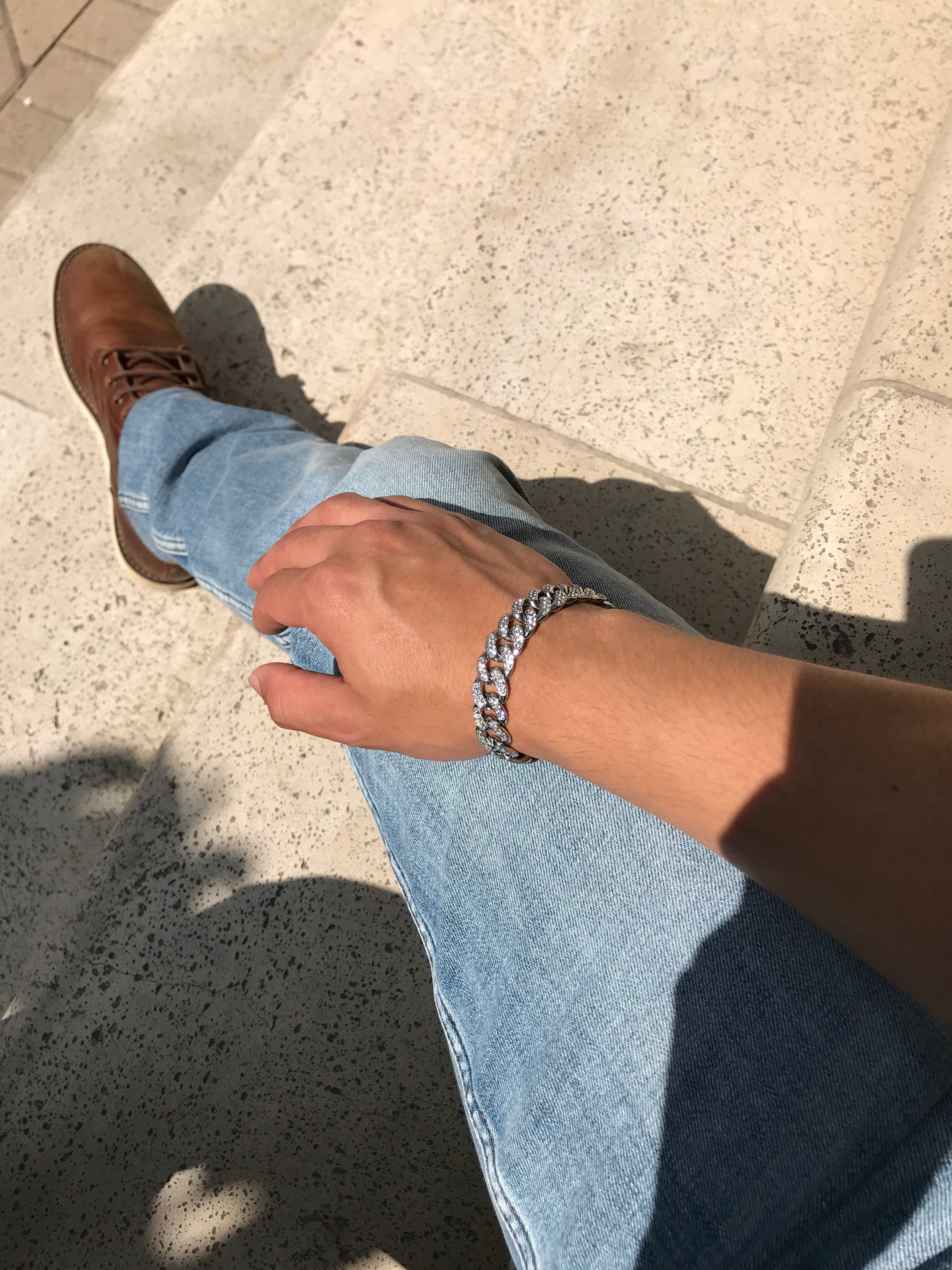 mens silver iced bracelet