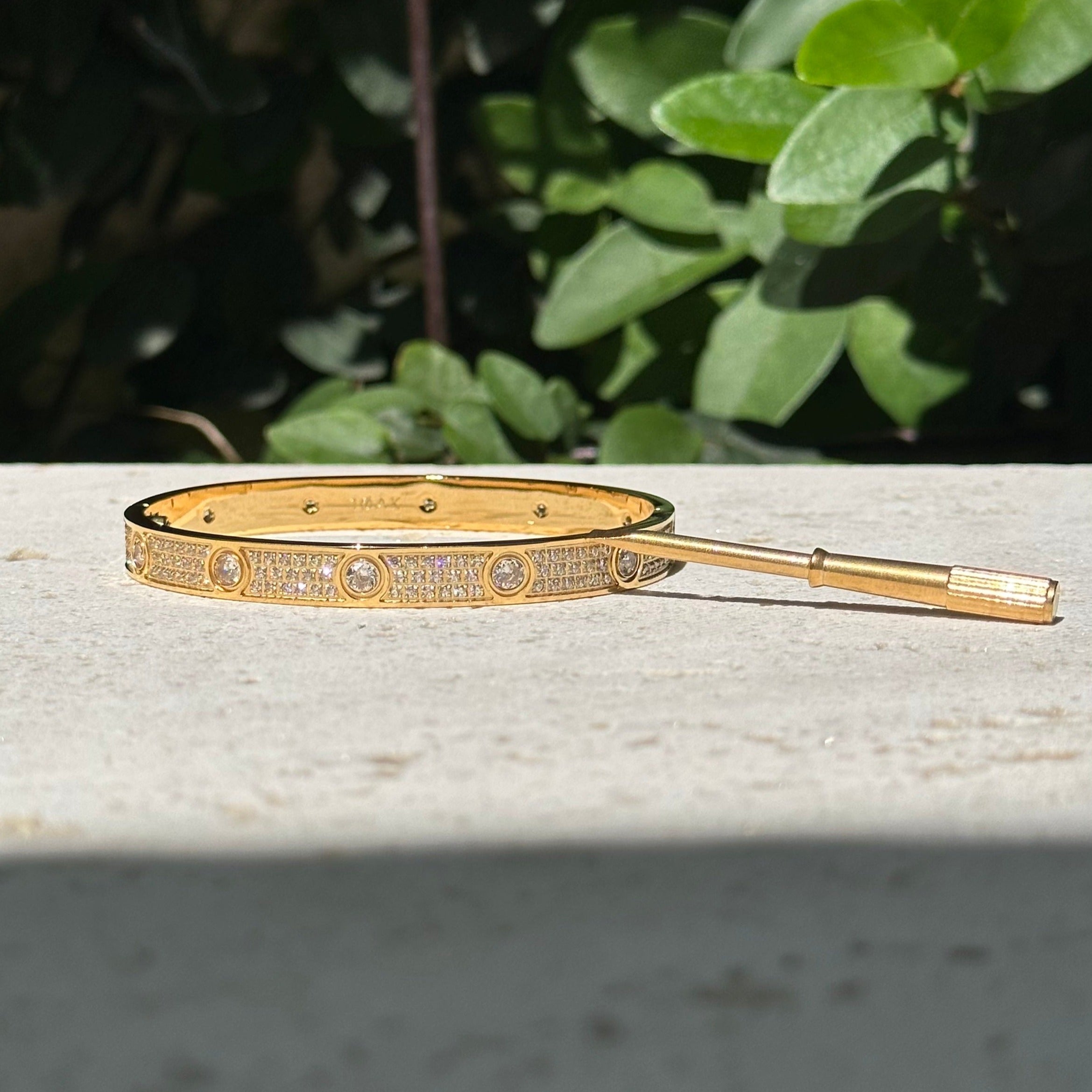 All Encrusted Screw Bracelet + Ring Set