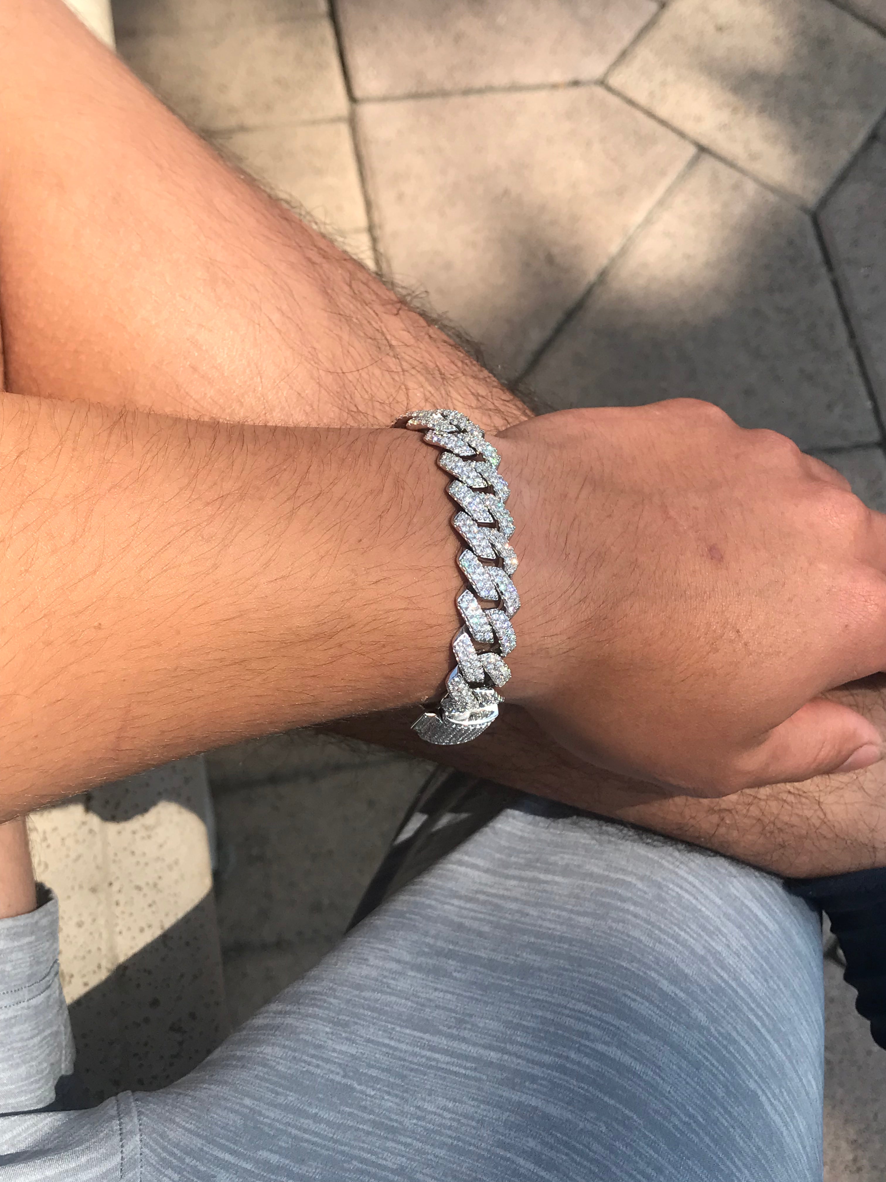 Titanium Iced Out Cuban Link Bracelet