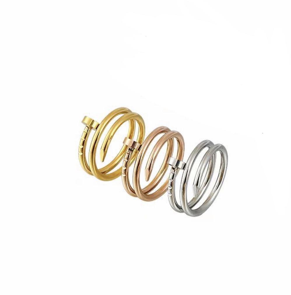 Double Wrap Nail Rings Gold Silver Rose Gold