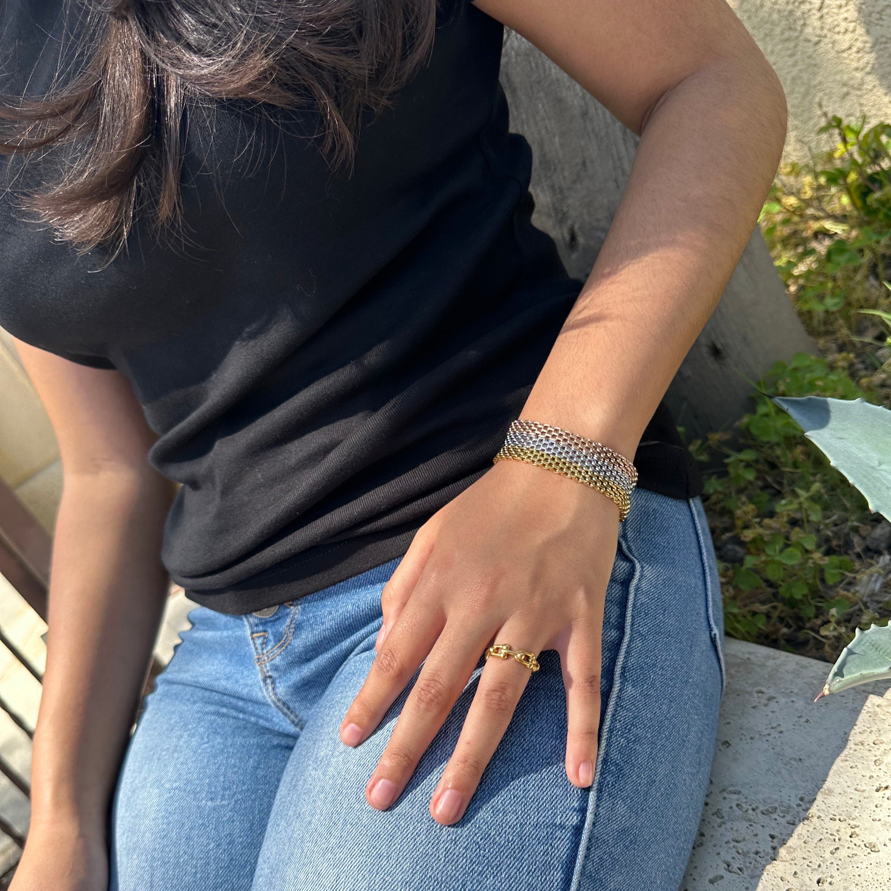 mesh bracelet + hardwear chain ring