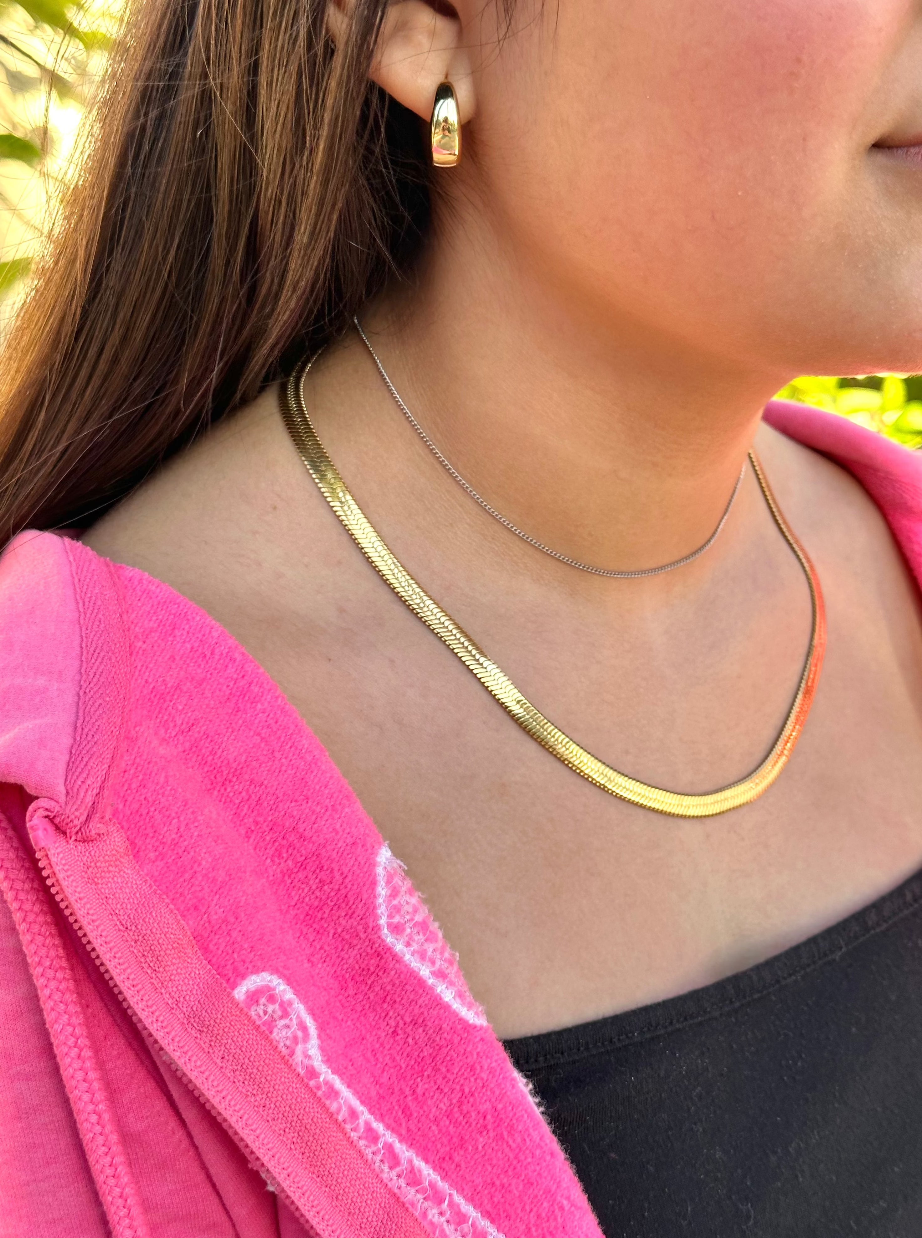 Flat Snake Necklace Chain Herringbone Necklace