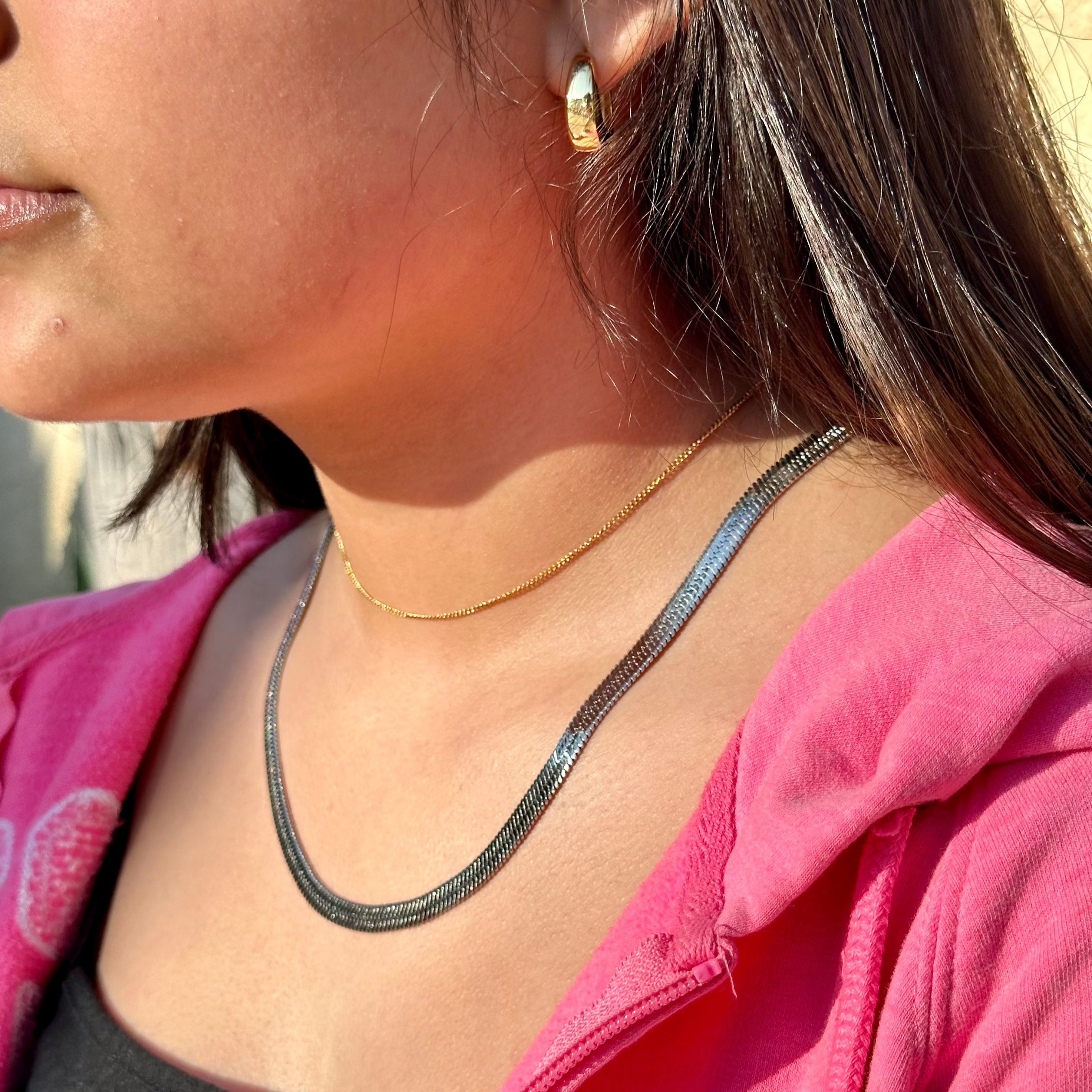 Flat Snake Necklace Chain Herringbone Necklace