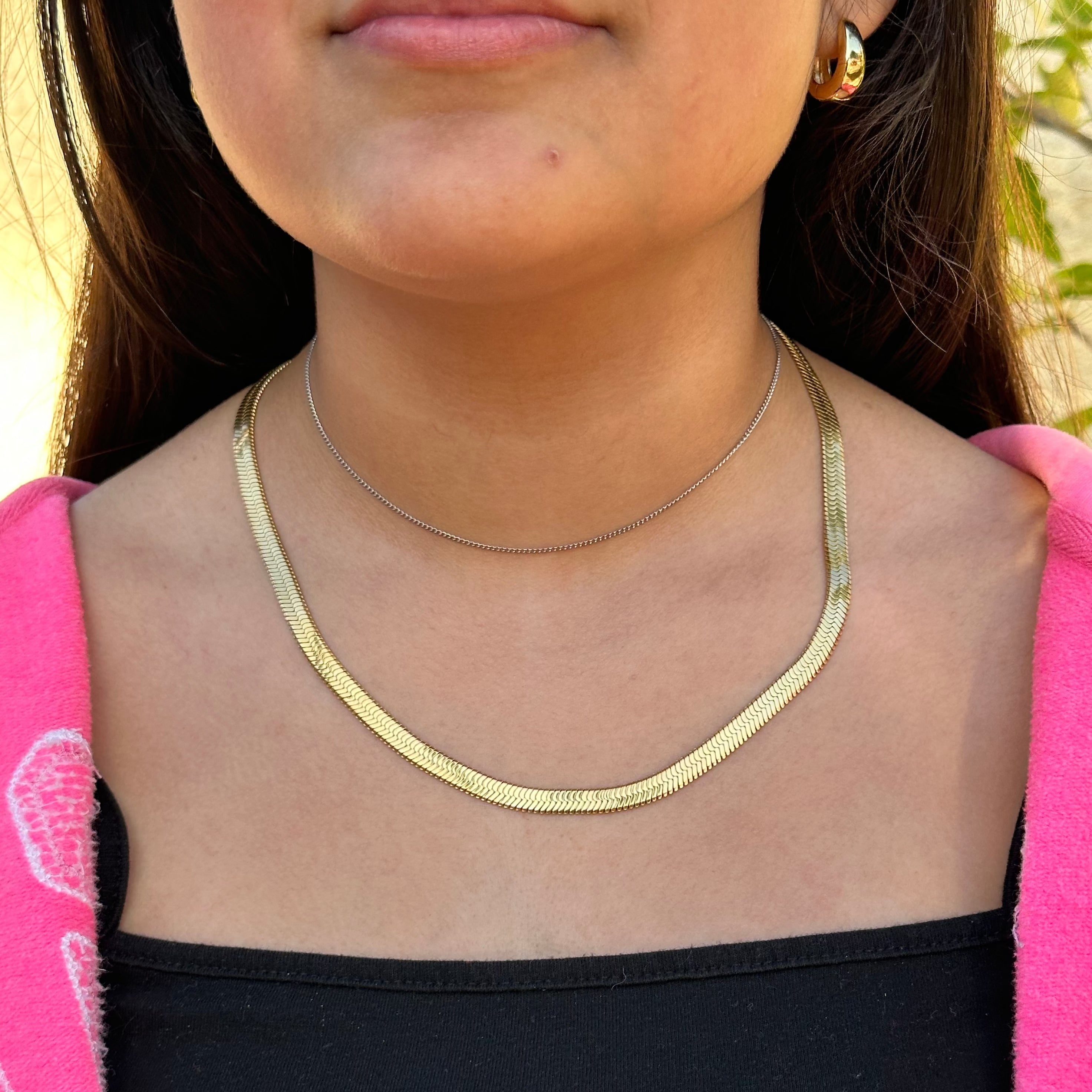 Flat Snake Necklace Chain Herringbone Necklace