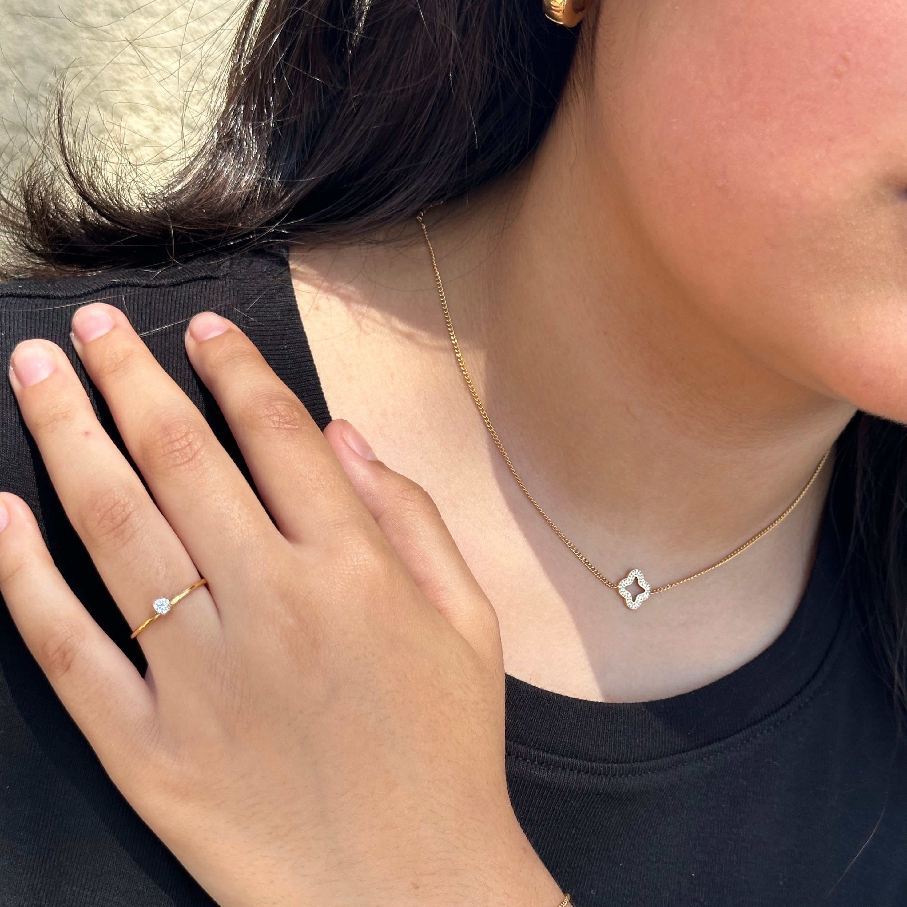 mini solitaire promise ring and diamond pendant set