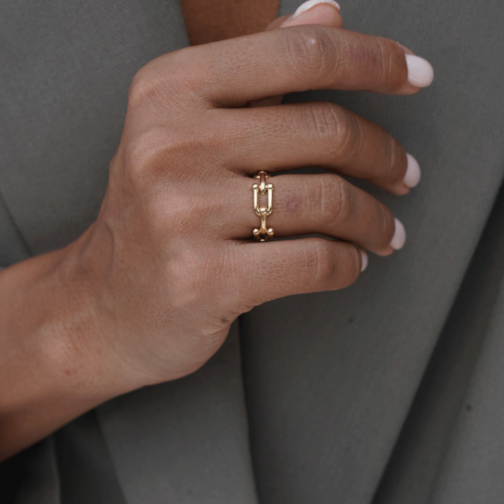 womens gold u link hardwear ring