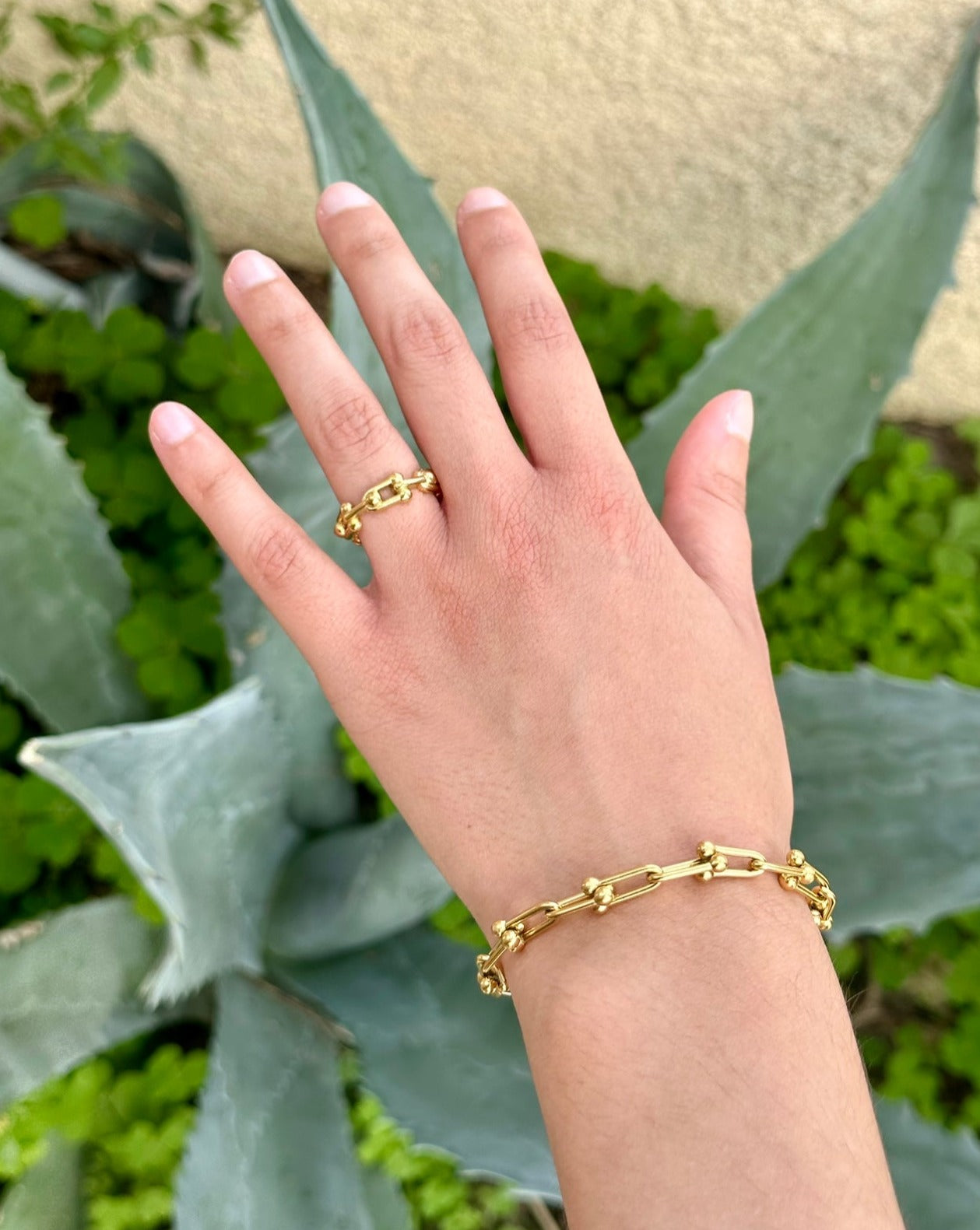 18k Gold Gauge U Link Bracelet