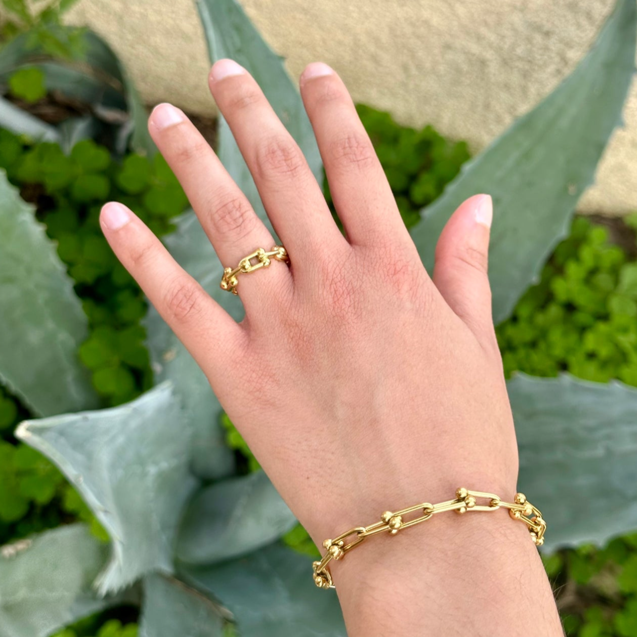 18k Gold Gauge U Link Bracelet