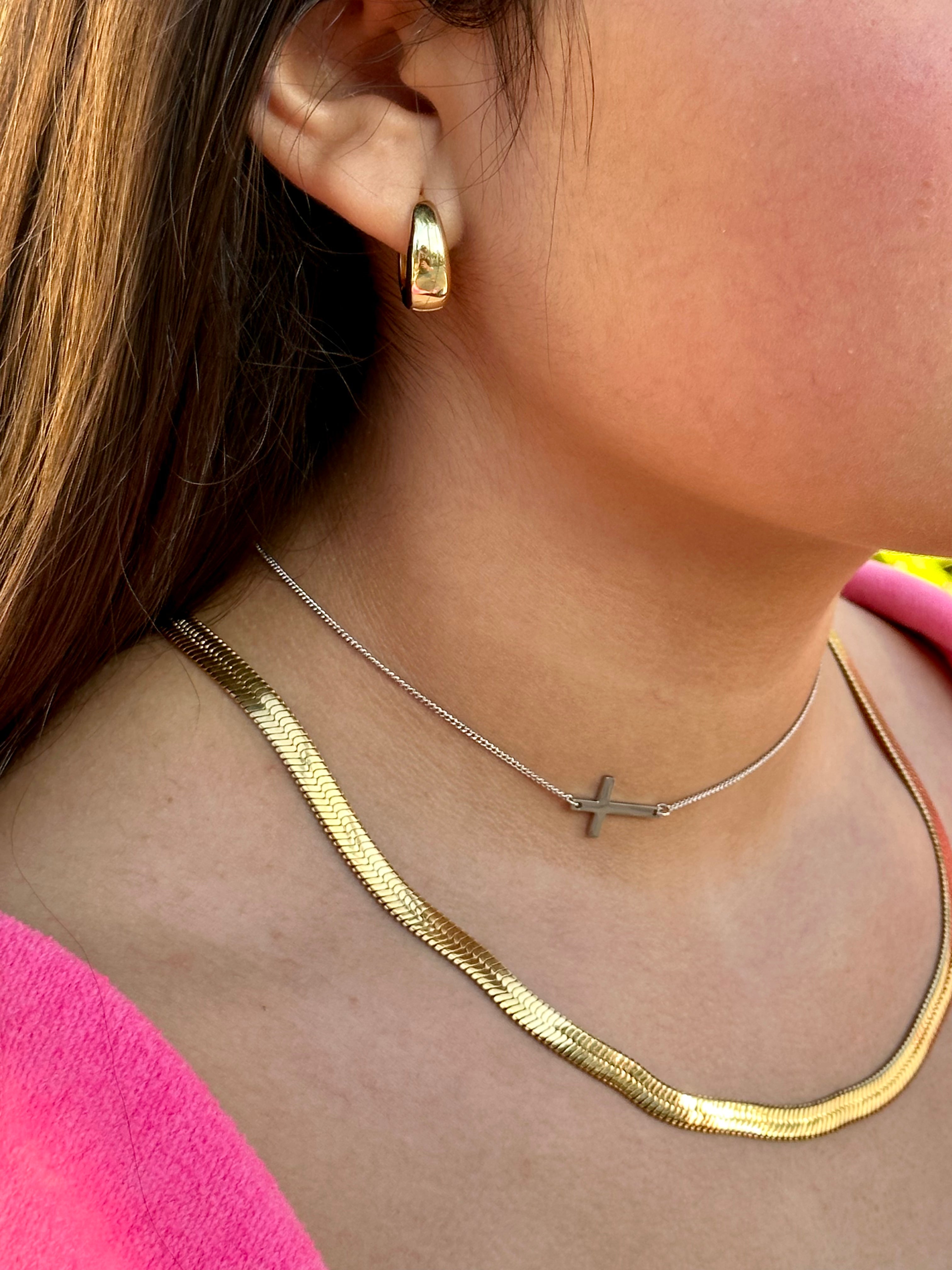 Sideway Cross Choker Necklace