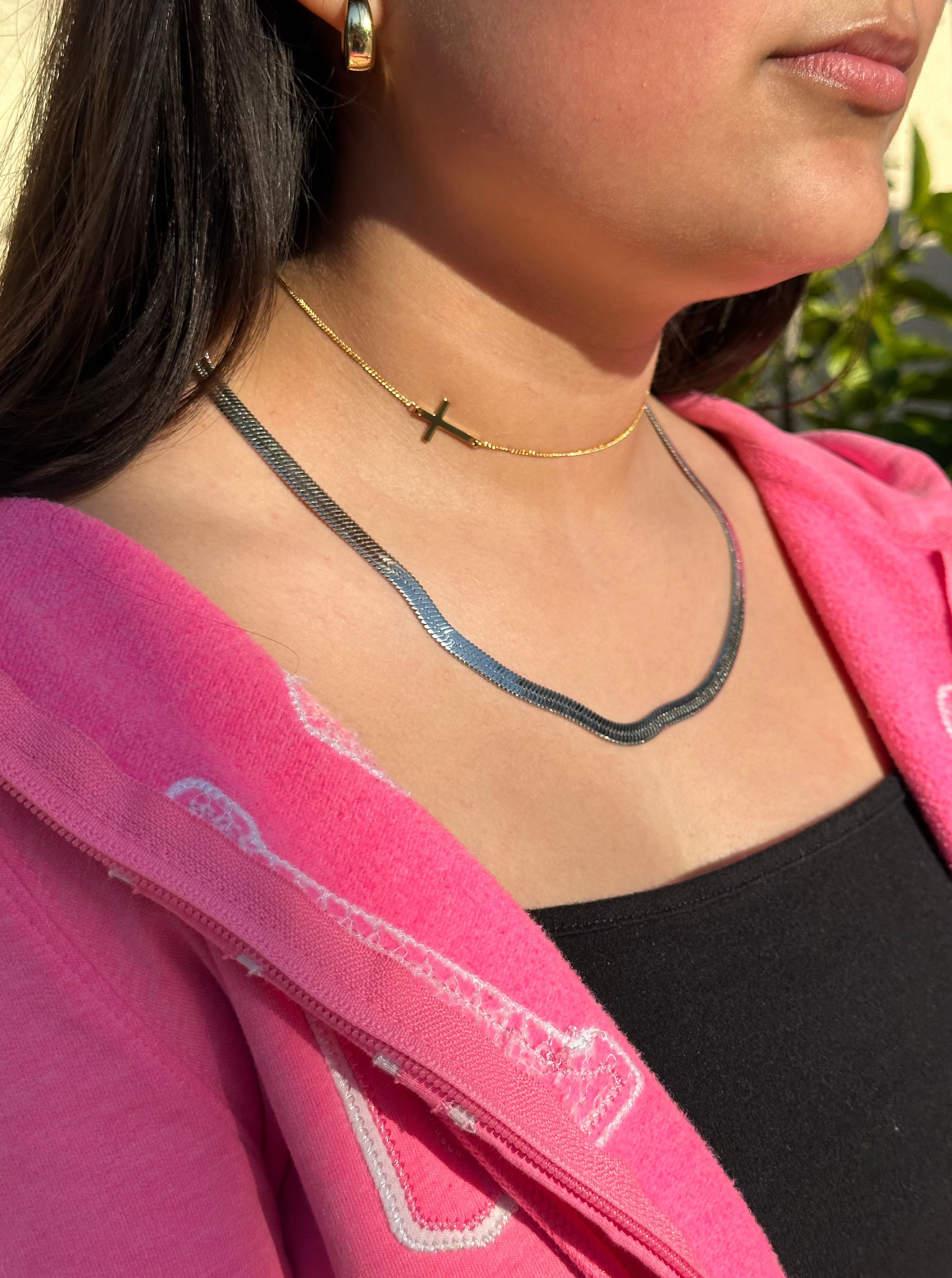 Sideway Cross Choker Necklace