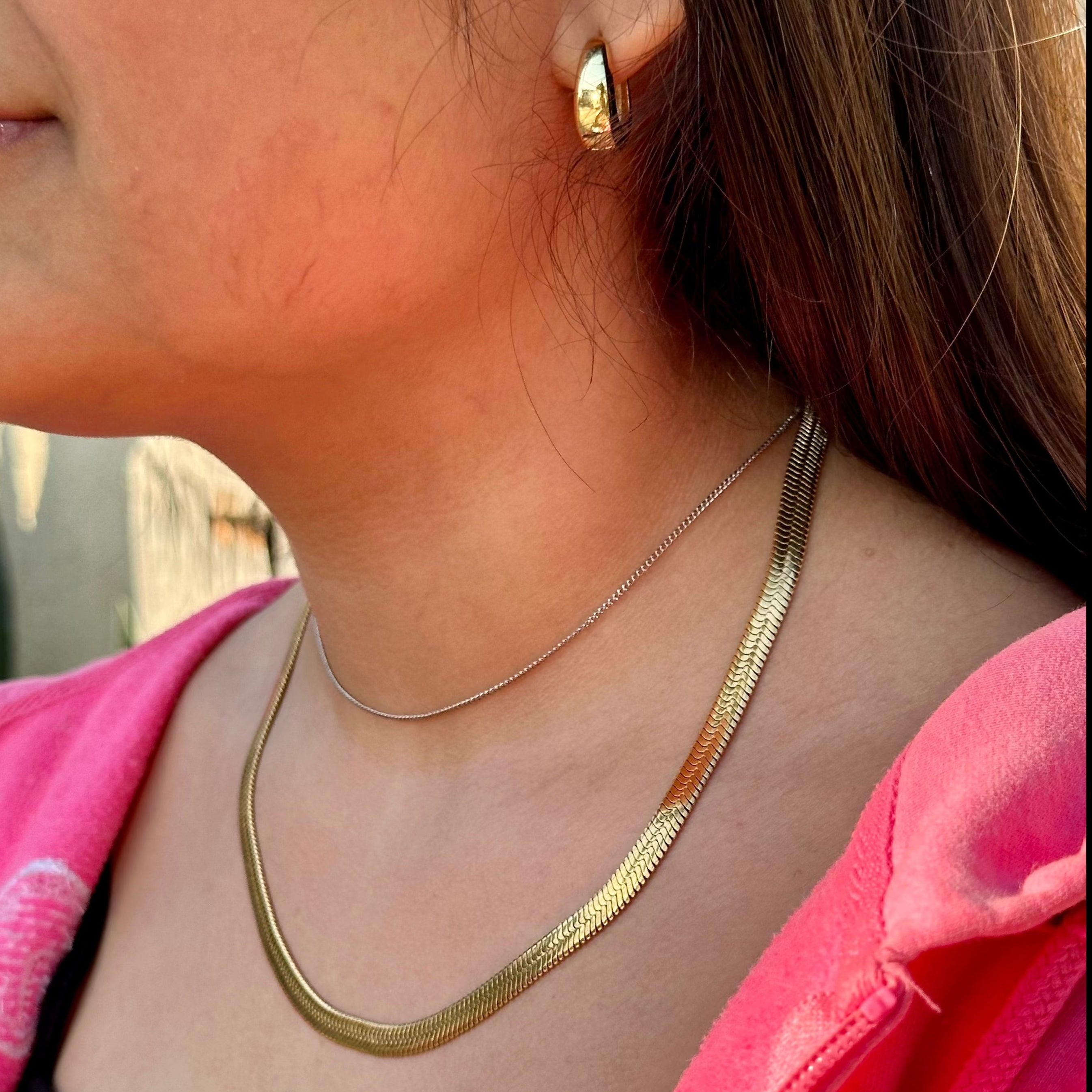 Flat Snake Necklace Chain Herringbone Necklace