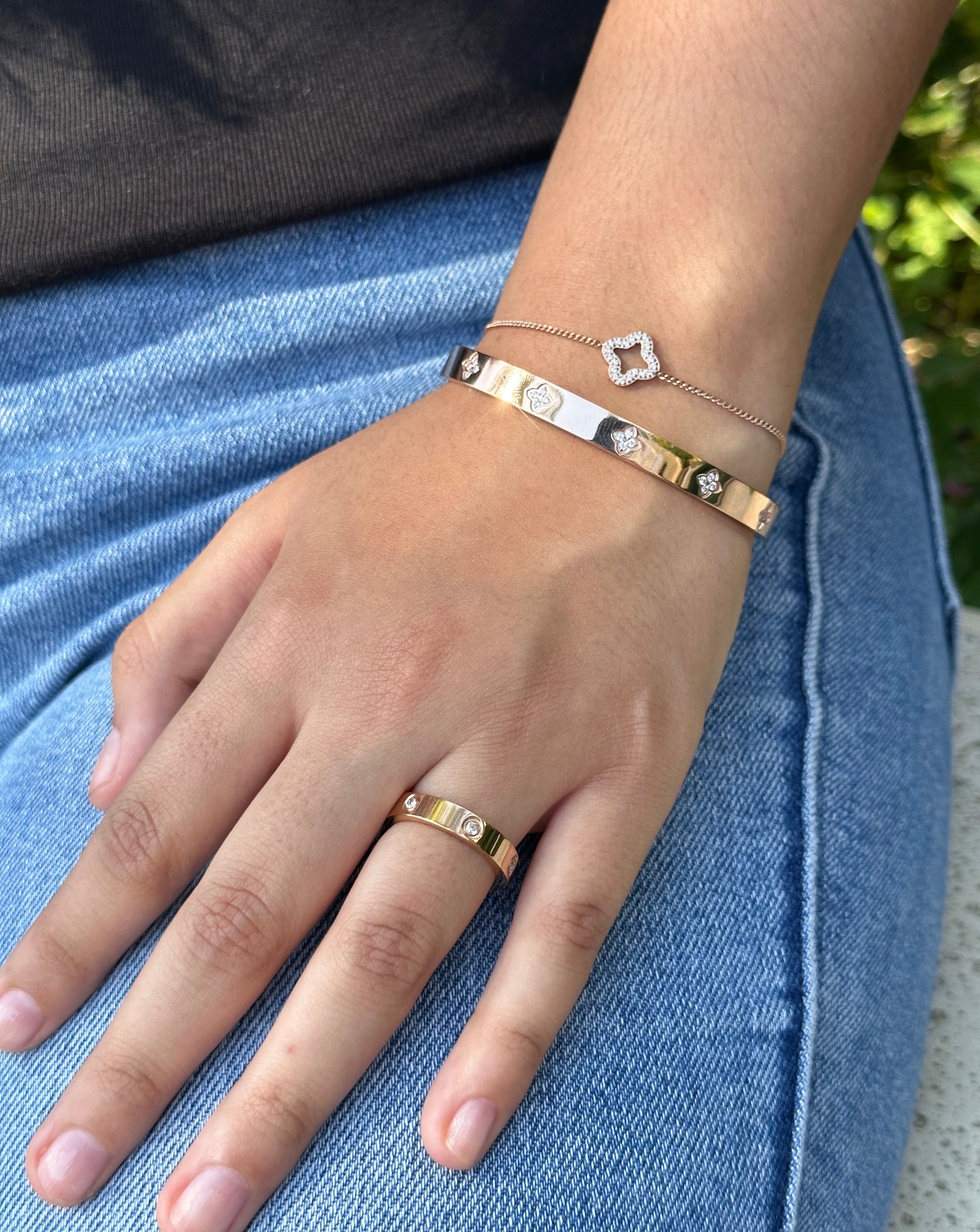 rose gold diamond band and bracelet